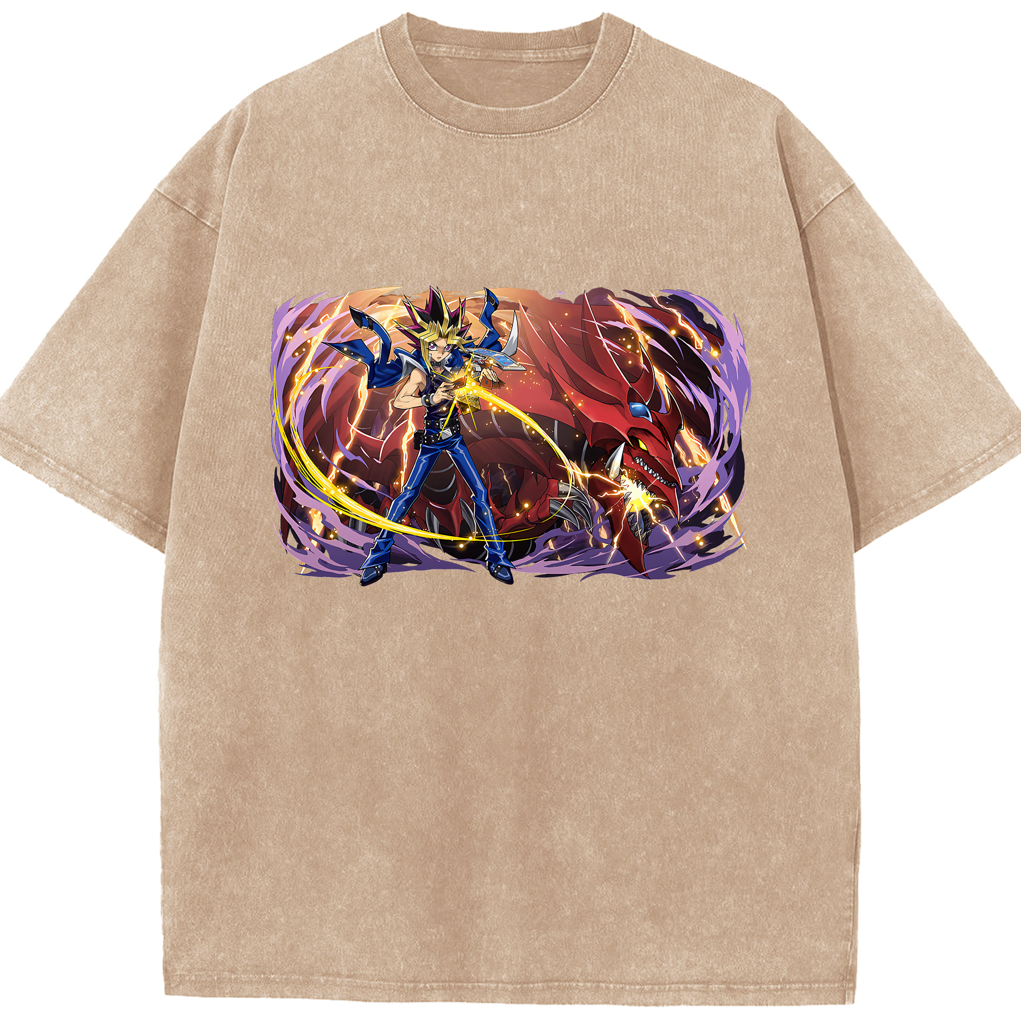 （画像用） 遊☆戯☆王 Yu-Gi-Oh! 綿100% ヴィンテージ風 半袖Tシャツ（フロントプリント）