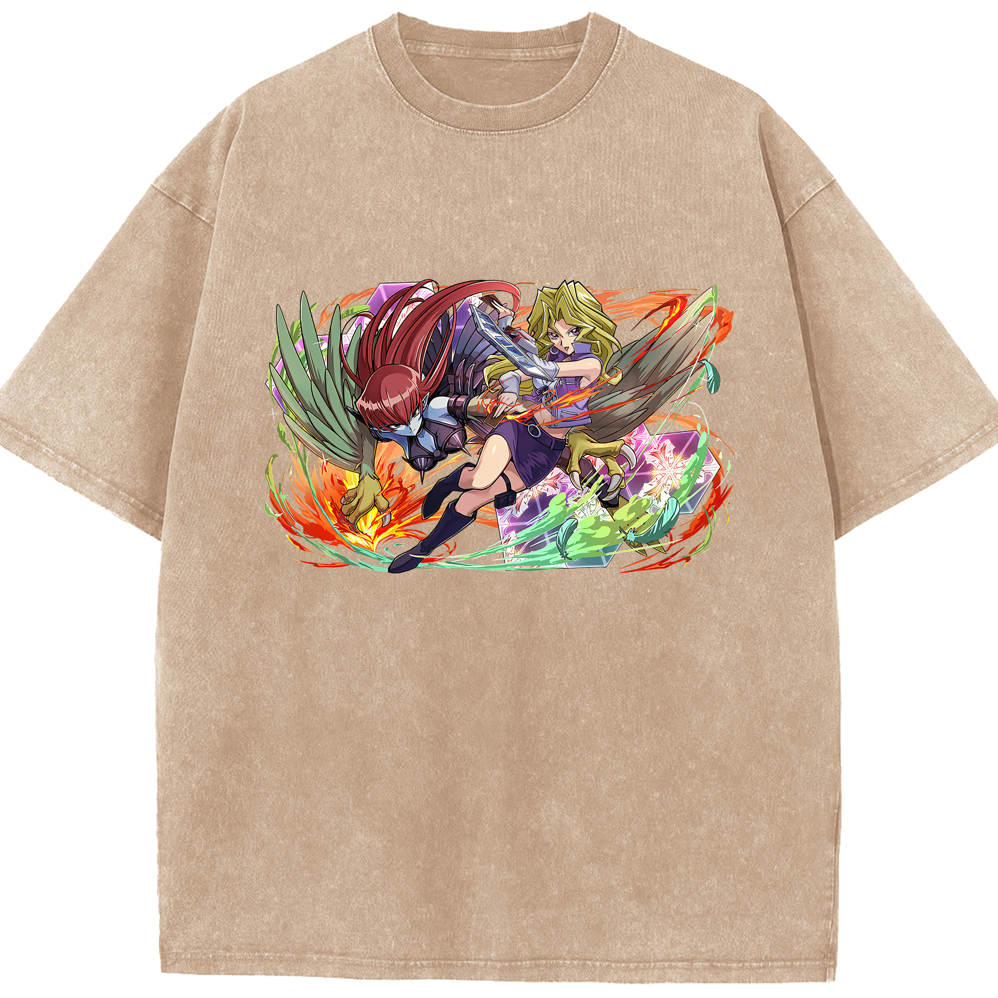（画像用） 遊☆戯☆王 Yu-Gi-Oh! 綿100% ヴィンテージ風 半袖Tシャツ（フロントプリント）
