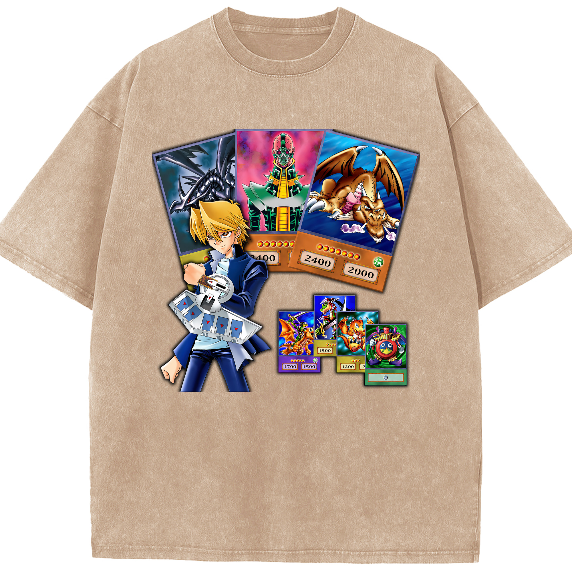 （画像用） 遊☆戯☆王 Yu-Gi-Oh! 綿100% ヴィンテージ風 半袖Tシャツ（フロントプリント）