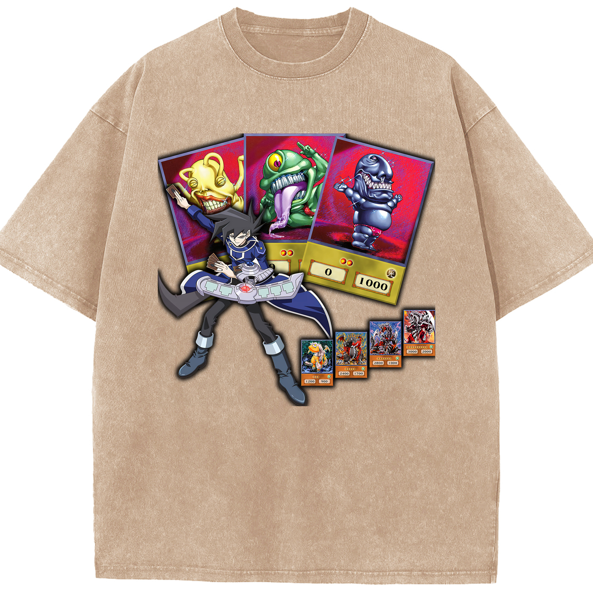 （画像用） 遊☆戯☆王 Yu-Gi-Oh! 綿100% ヴィンテージ風 半袖Tシャツ（フロントプリント）