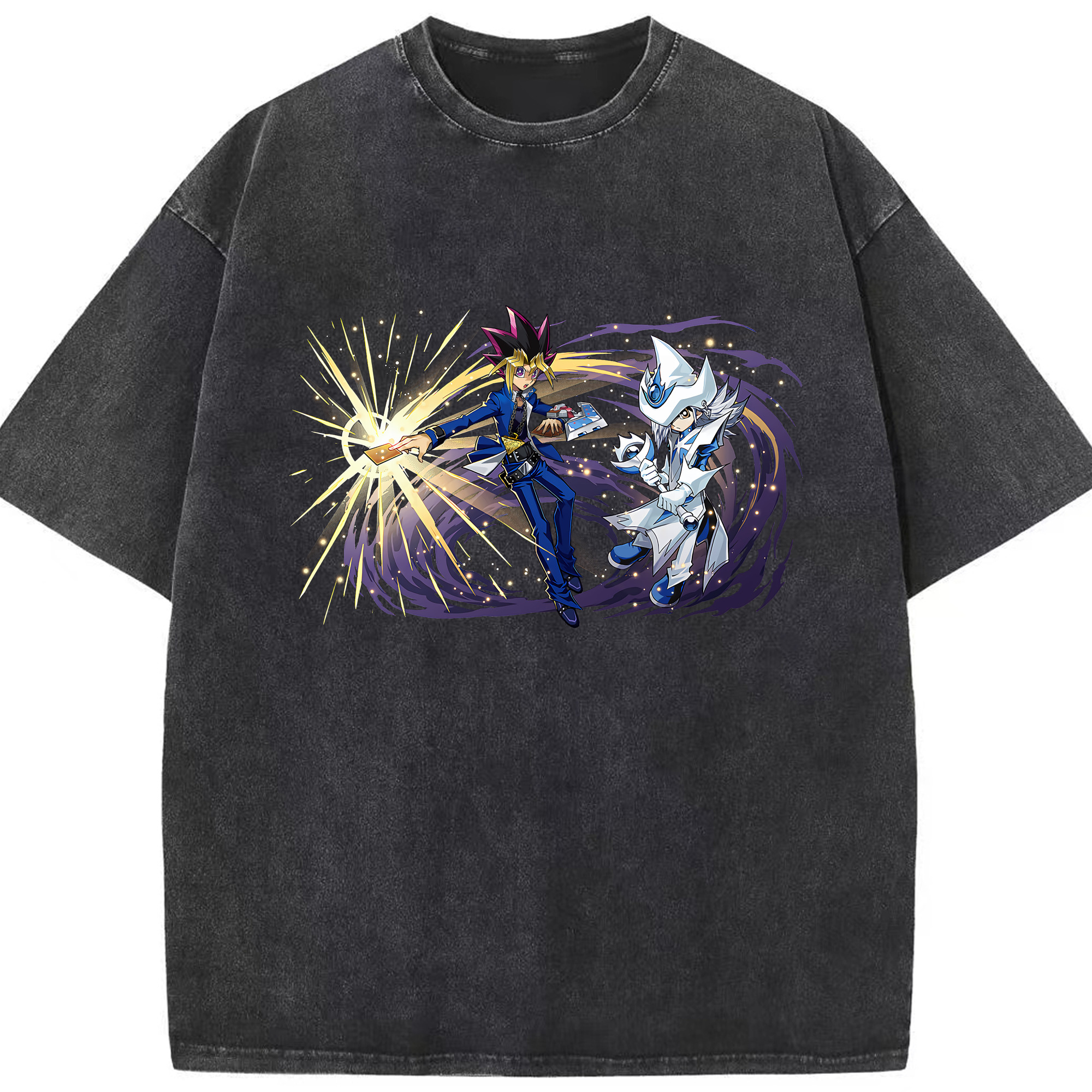 （画像用） 遊☆戯☆王 Yu-Gi-Oh! 綿100% ヴィンテージ風 半袖Tシャツ（フロントプリント）