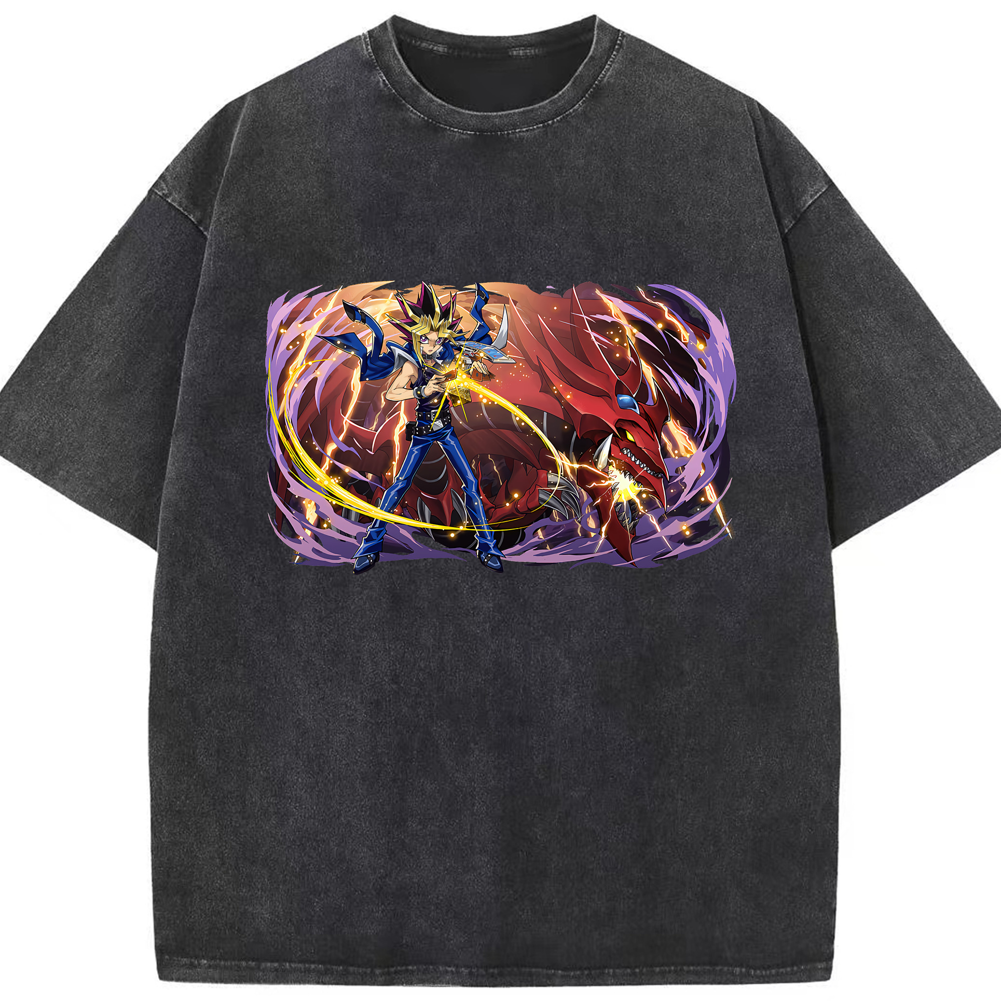 （画像用） 遊☆戯☆王 Yu-Gi-Oh! 綿100% ヴィンテージ風 半袖Tシャツ（フロントプリント）