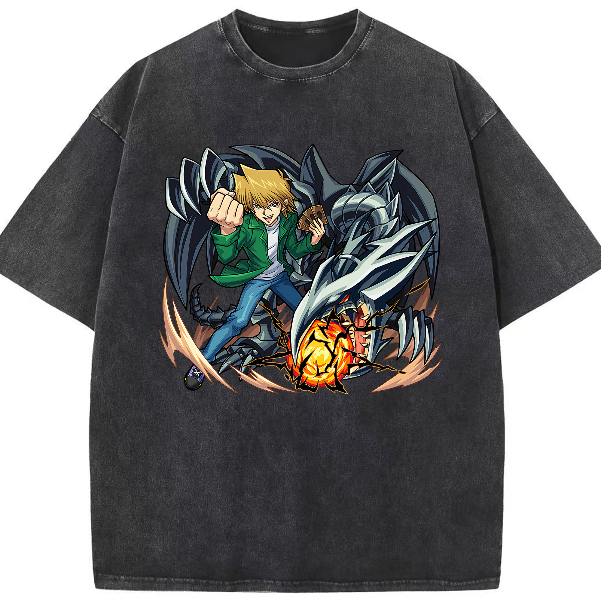 （画像用） 遊☆戯☆王 Yu-Gi-Oh! 綿100% ヴィンテージ風 半袖Tシャツ（フロントプリント）