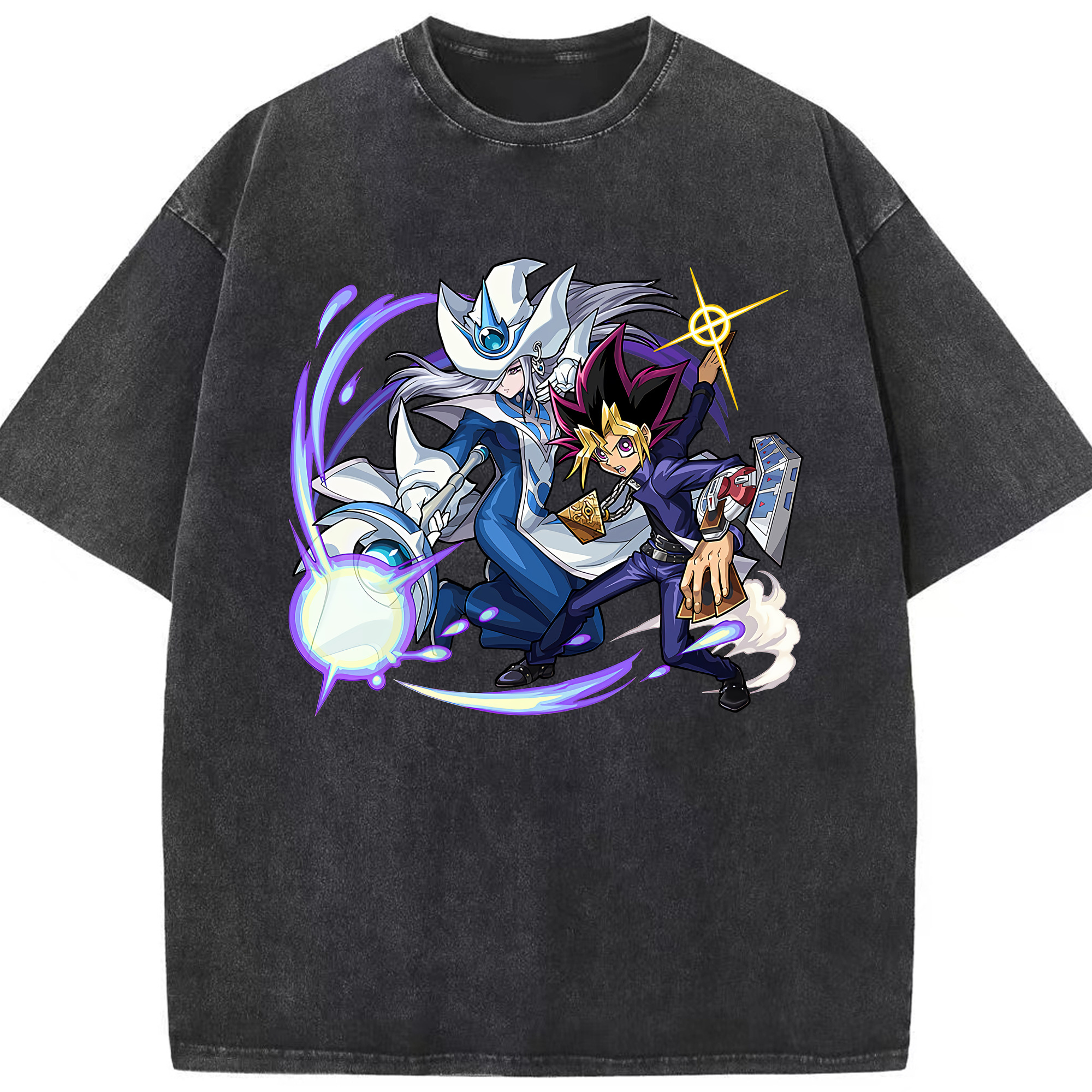 （画像用） 遊☆戯☆王 Yu-Gi-Oh! 綿100% ヴィンテージ風 半袖Tシャツ（フロントプリント）