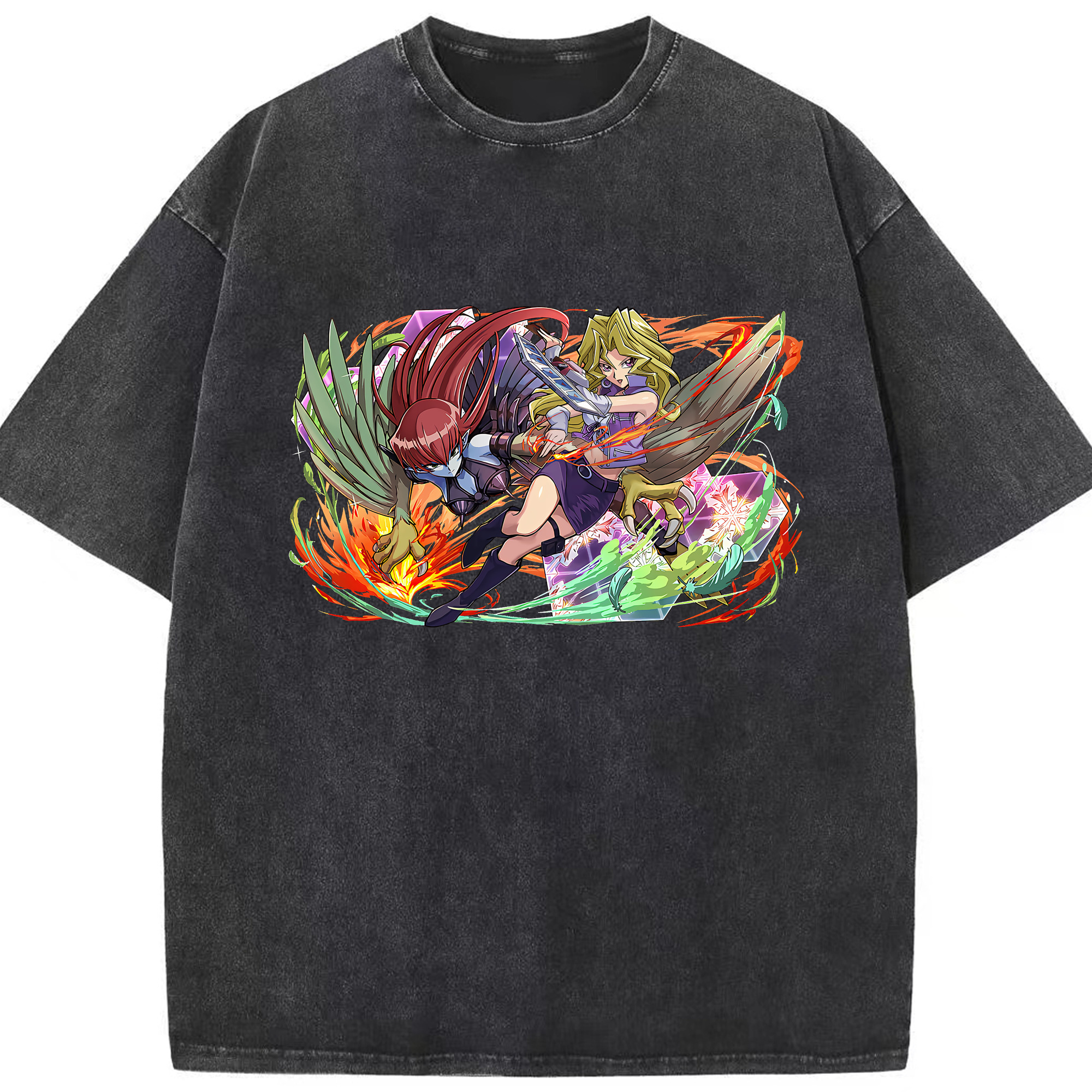 （画像用） 遊☆戯☆王 Yu-Gi-Oh! 綿100% ヴィンテージ風 半袖Tシャツ（フロントプリント）