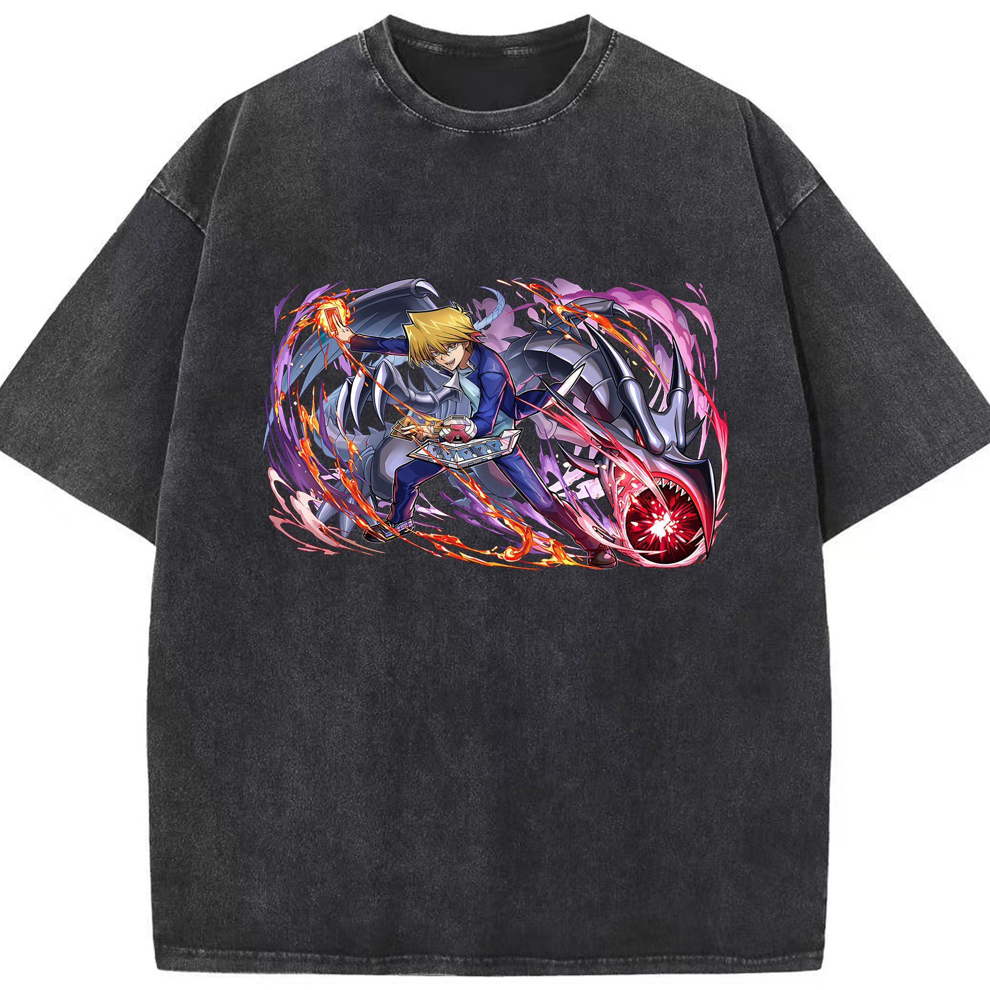 （画像用） 遊☆戯☆王 Yu-Gi-Oh! 綿100% ヴィンテージ風 半袖Tシャツ（フロントプリント）