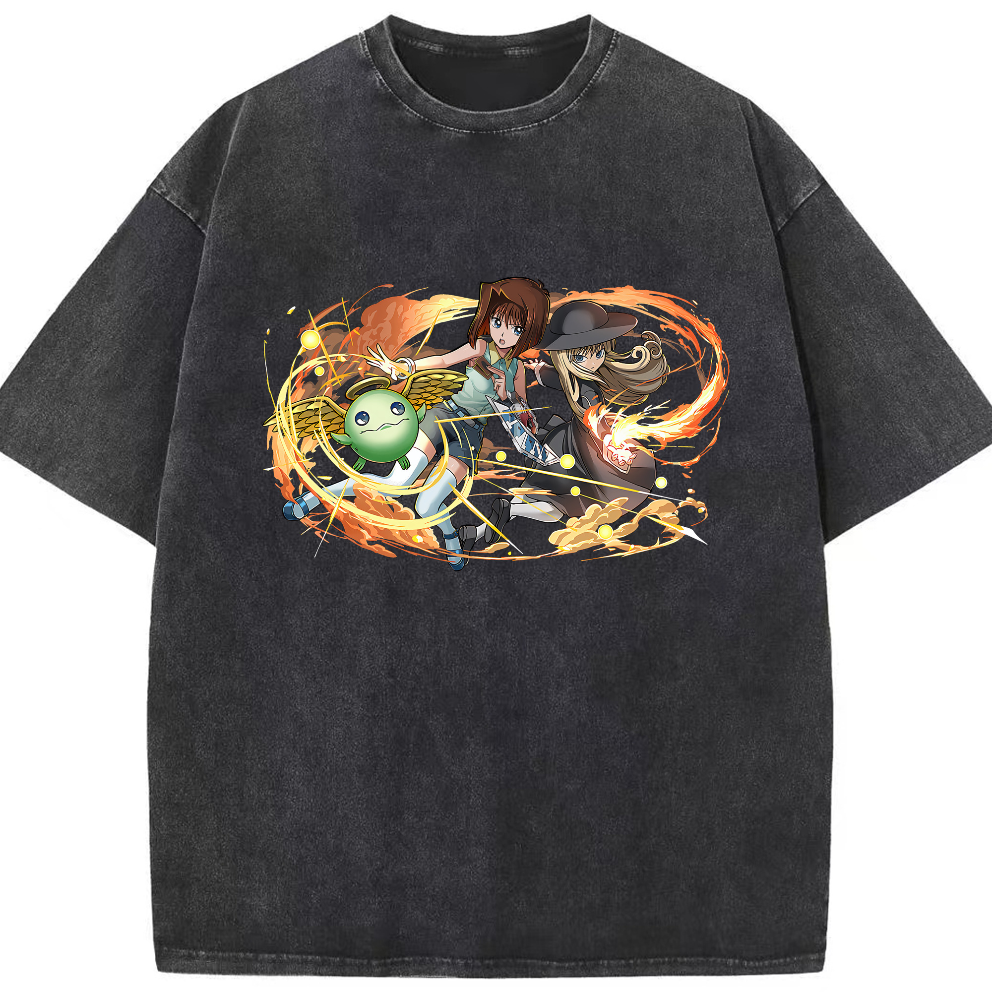 （画像用） 遊☆戯☆王 Yu-Gi-Oh! 綿100% ヴィンテージ風 半袖Tシャツ（フロントプリント）