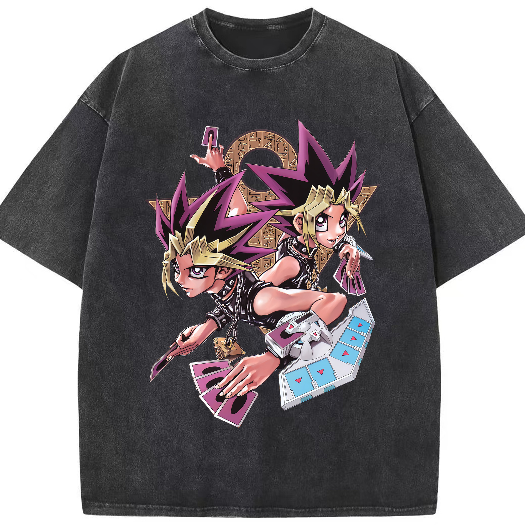 （画像用） 遊☆戯☆王 Yu-Gi-Oh! 綿100% ヴィンテージ風 半袖Tシャツ（フロントプリント）