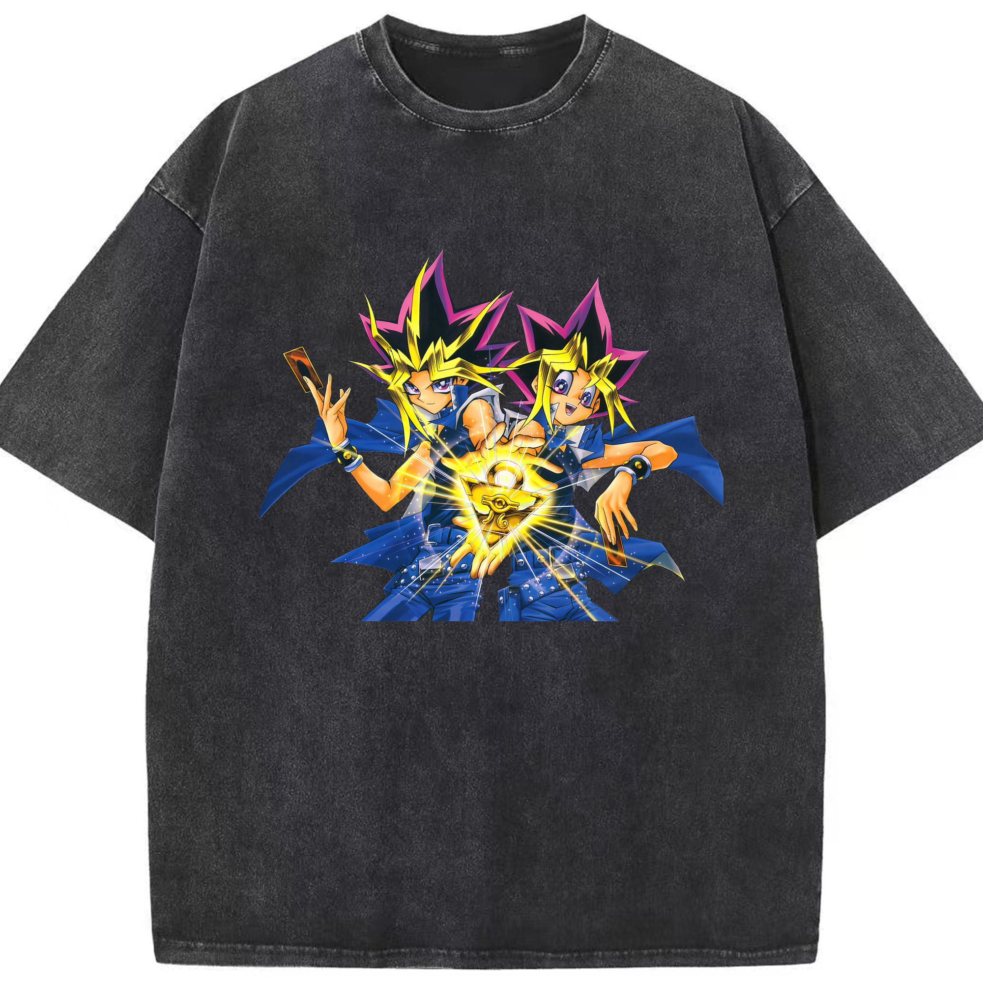 （画像用） 遊☆戯☆王 Yu-Gi-Oh! 綿100% ヴィンテージ風 半袖Tシャツ（フロントプリント）