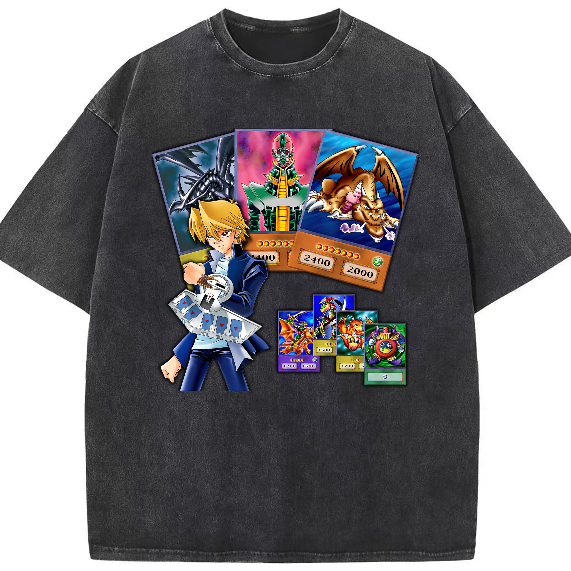 （画像用） 遊☆戯☆王 Yu-Gi-Oh! 綿100% ヴィンテージ風 半袖Tシャツ（フロントプリント）