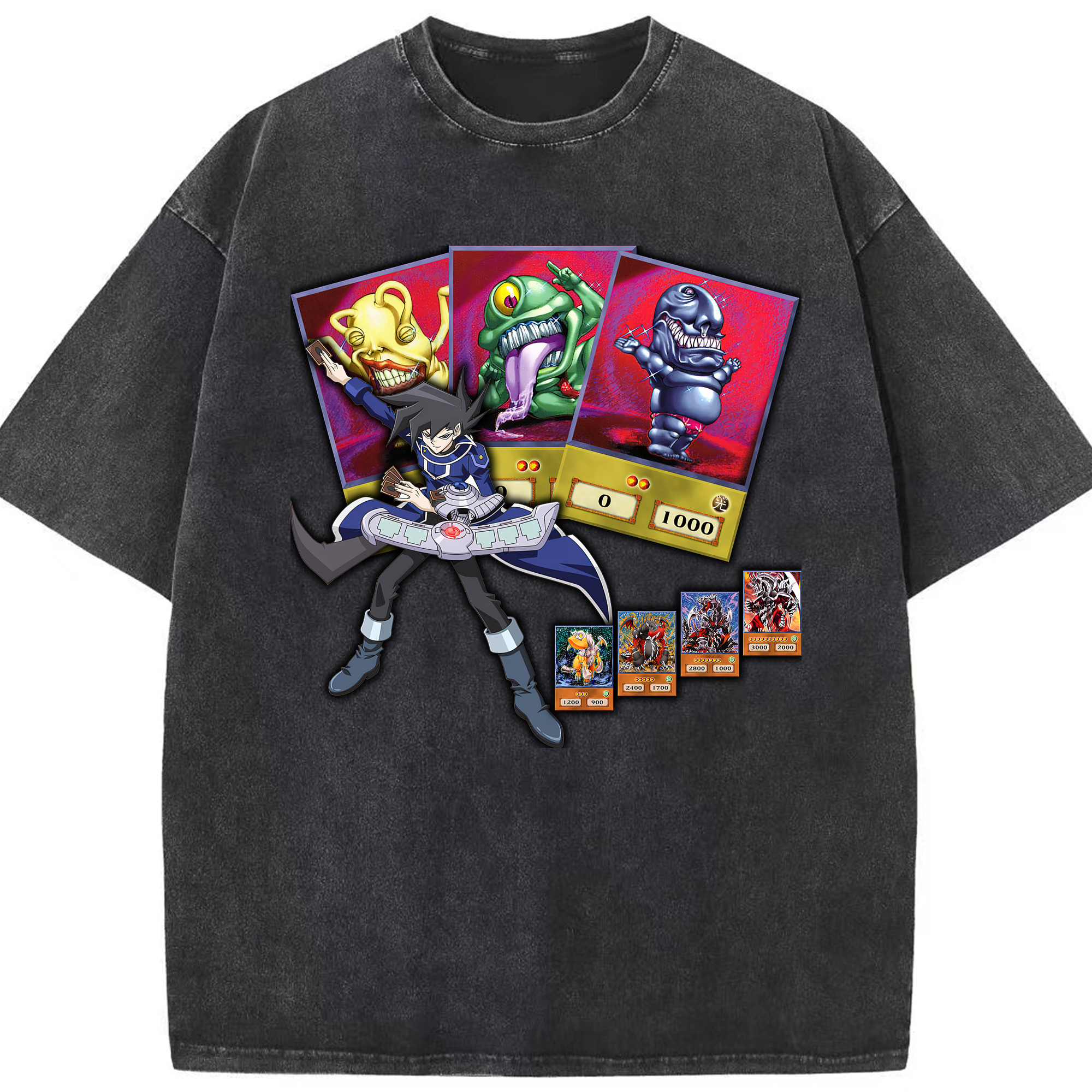 （画像用） 遊☆戯☆王 Yu-Gi-Oh! 綿100% ヴィンテージ風 半袖Tシャツ（フロントプリント）