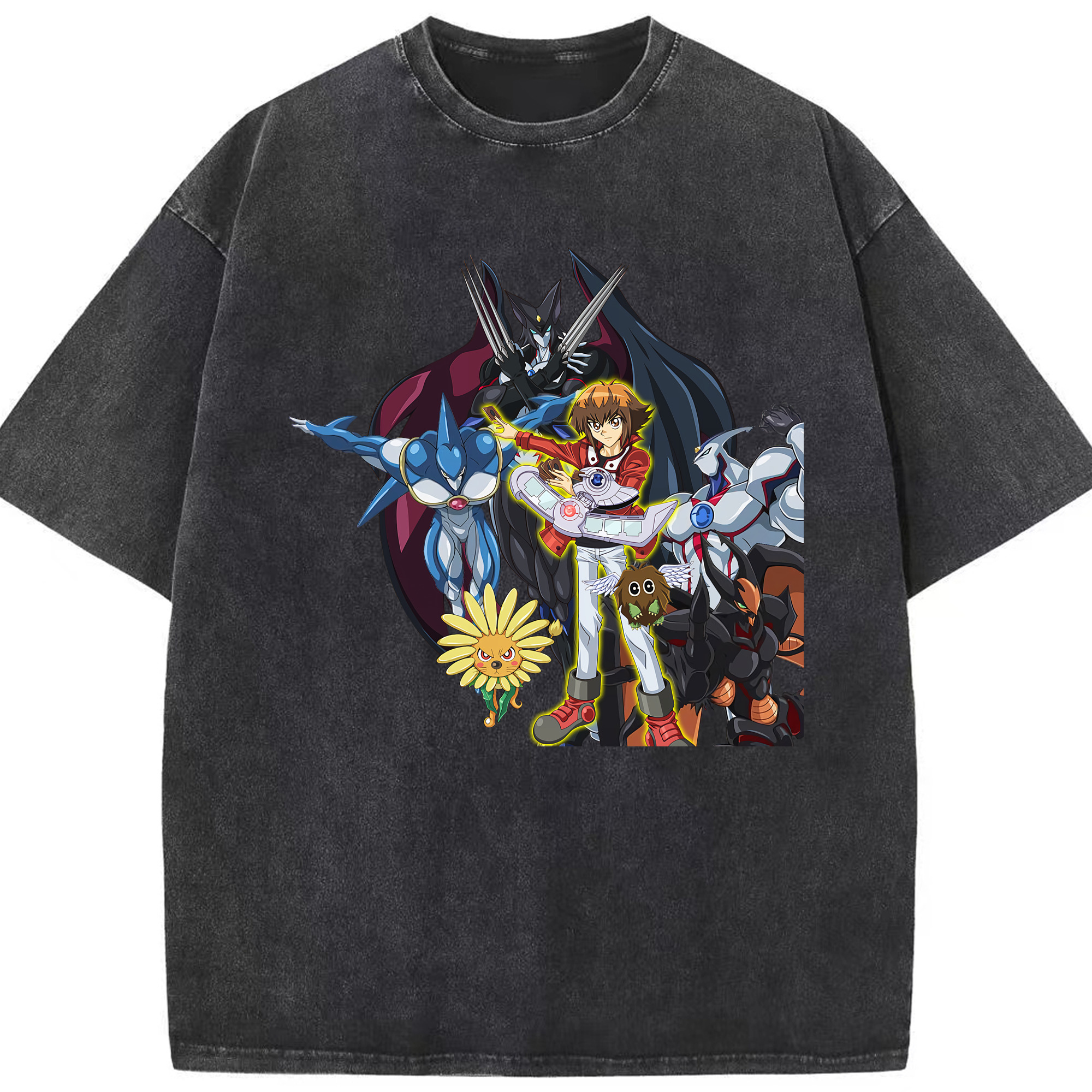 （画像用） 遊☆戯☆王 Yu-Gi-Oh! 綿100% ヴィンテージ風 半袖Tシャツ（フロントプリント）