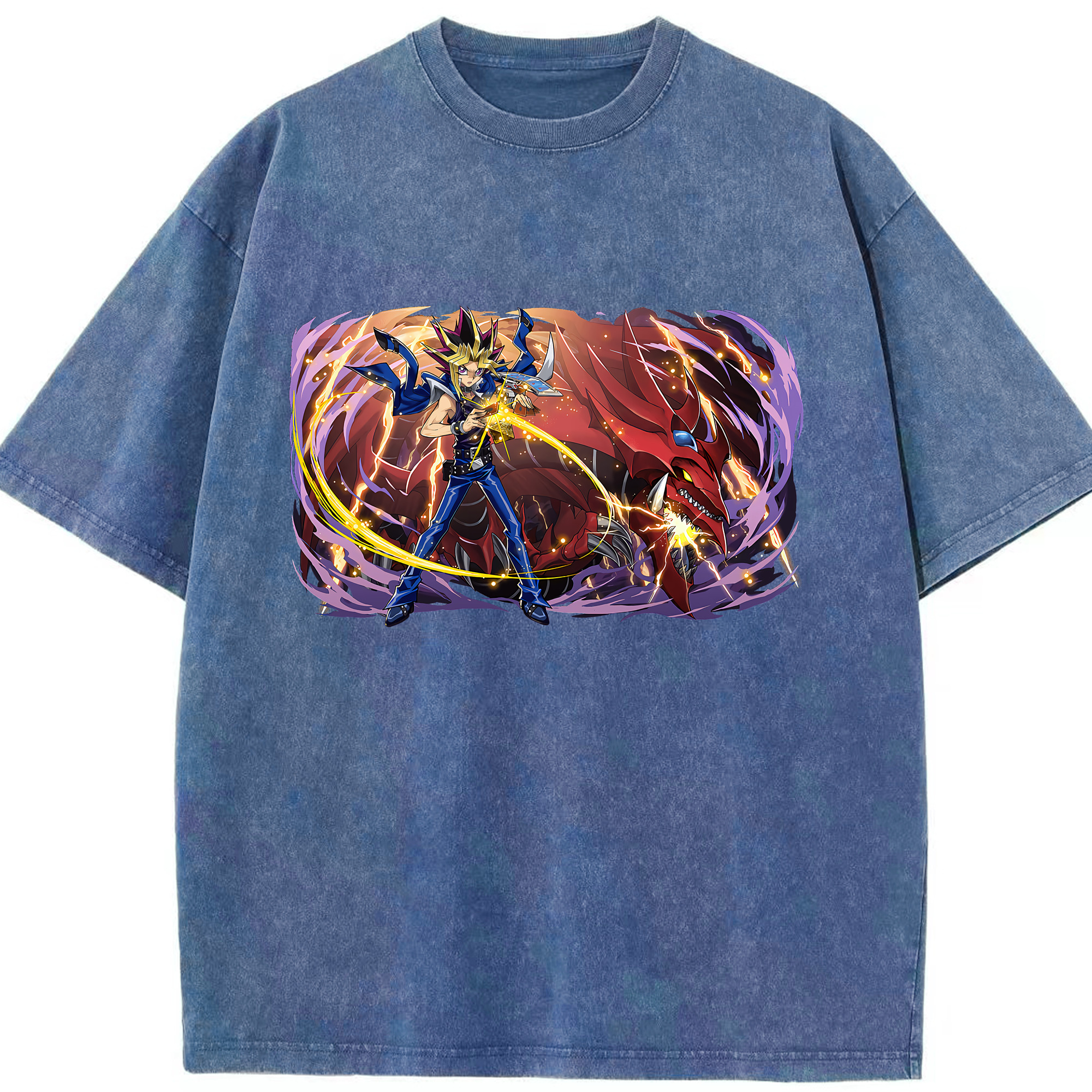 （画像用） 遊☆戯☆王 Yu-Gi-Oh! 綿100% ヴィンテージ風 半袖Tシャツ（フロントプリント）