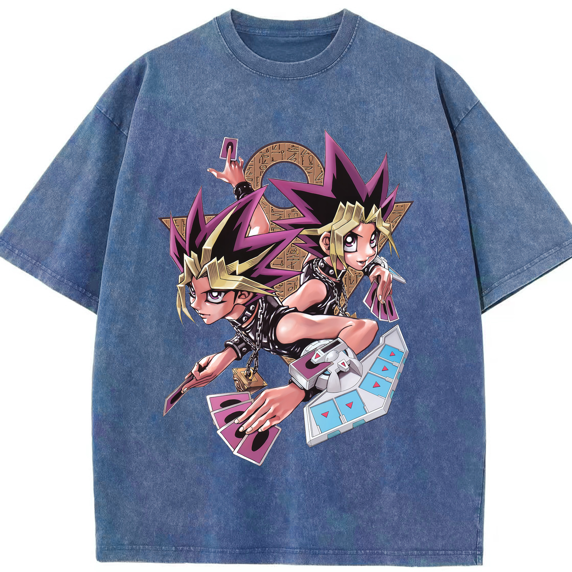 （画像用） 遊☆戯☆王 Yu-Gi-Oh! 綿100% ヴィンテージ風 半袖Tシャツ（フロントプリント）