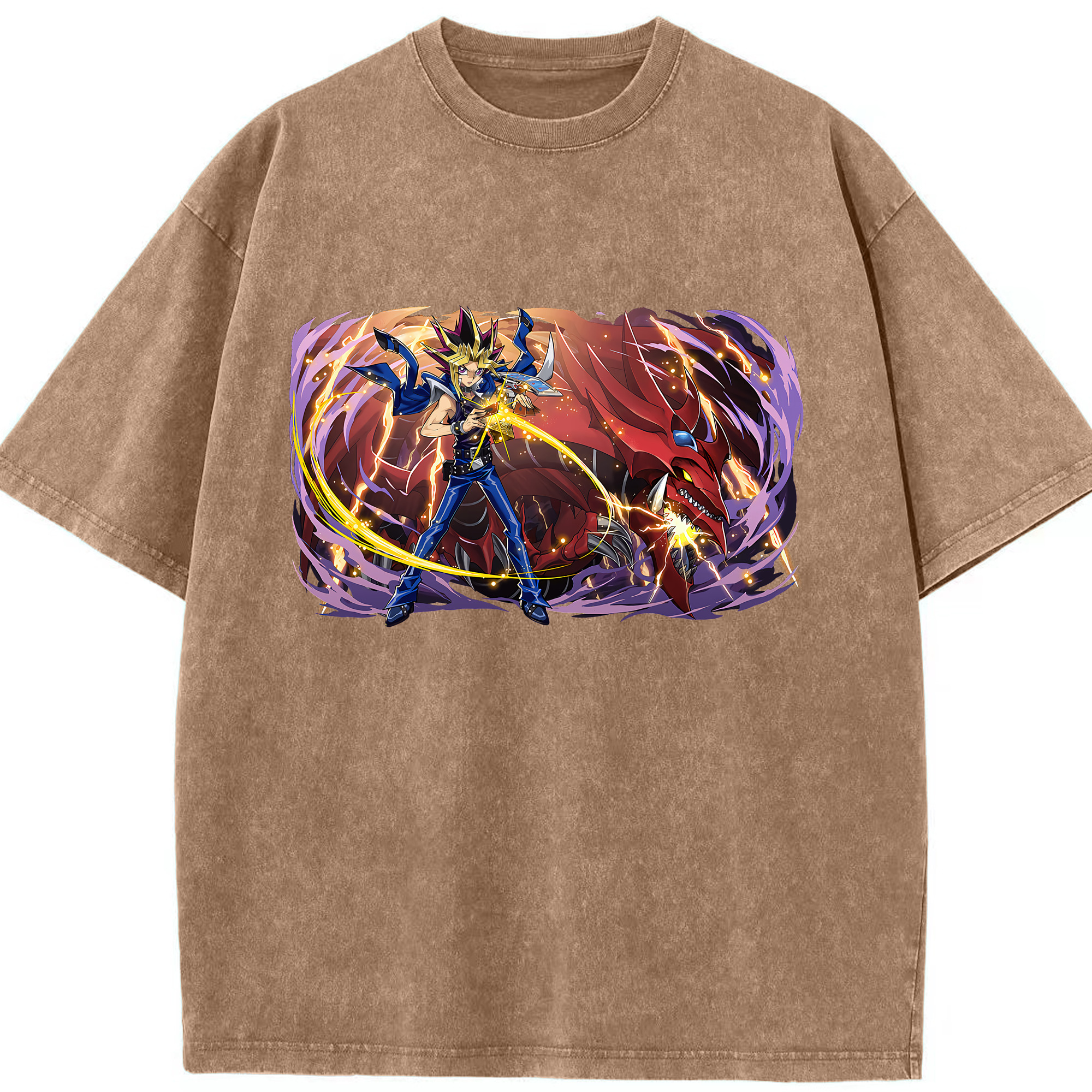 （画像用） 遊☆戯☆王 Yu-Gi-Oh! 綿100% ヴィンテージ風 半袖Tシャツ（フロントプリント）