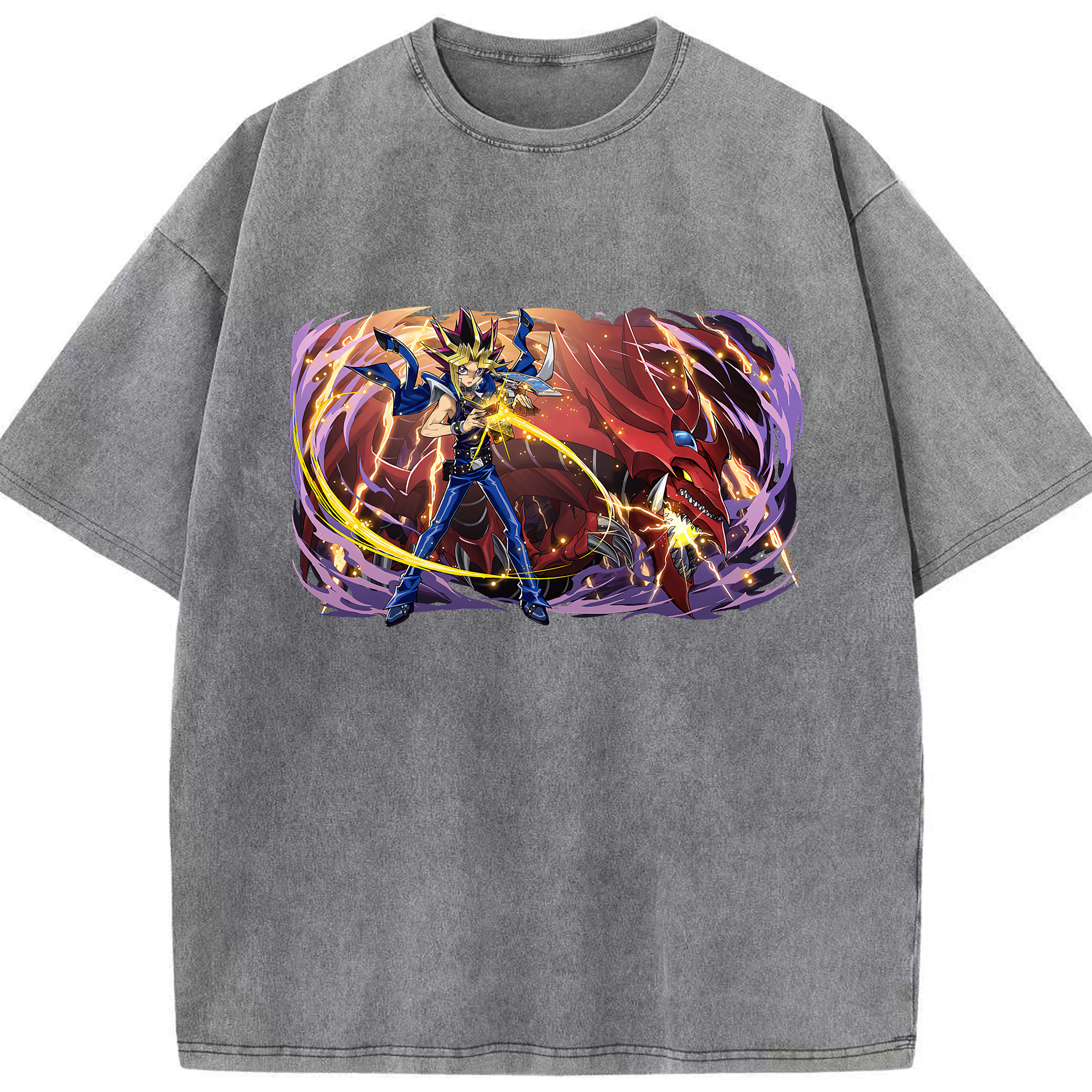 （画像用） 遊☆戯☆王 Yu-Gi-Oh! 綿100% ヴィンテージ風 半袖Tシャツ（フロントプリント）