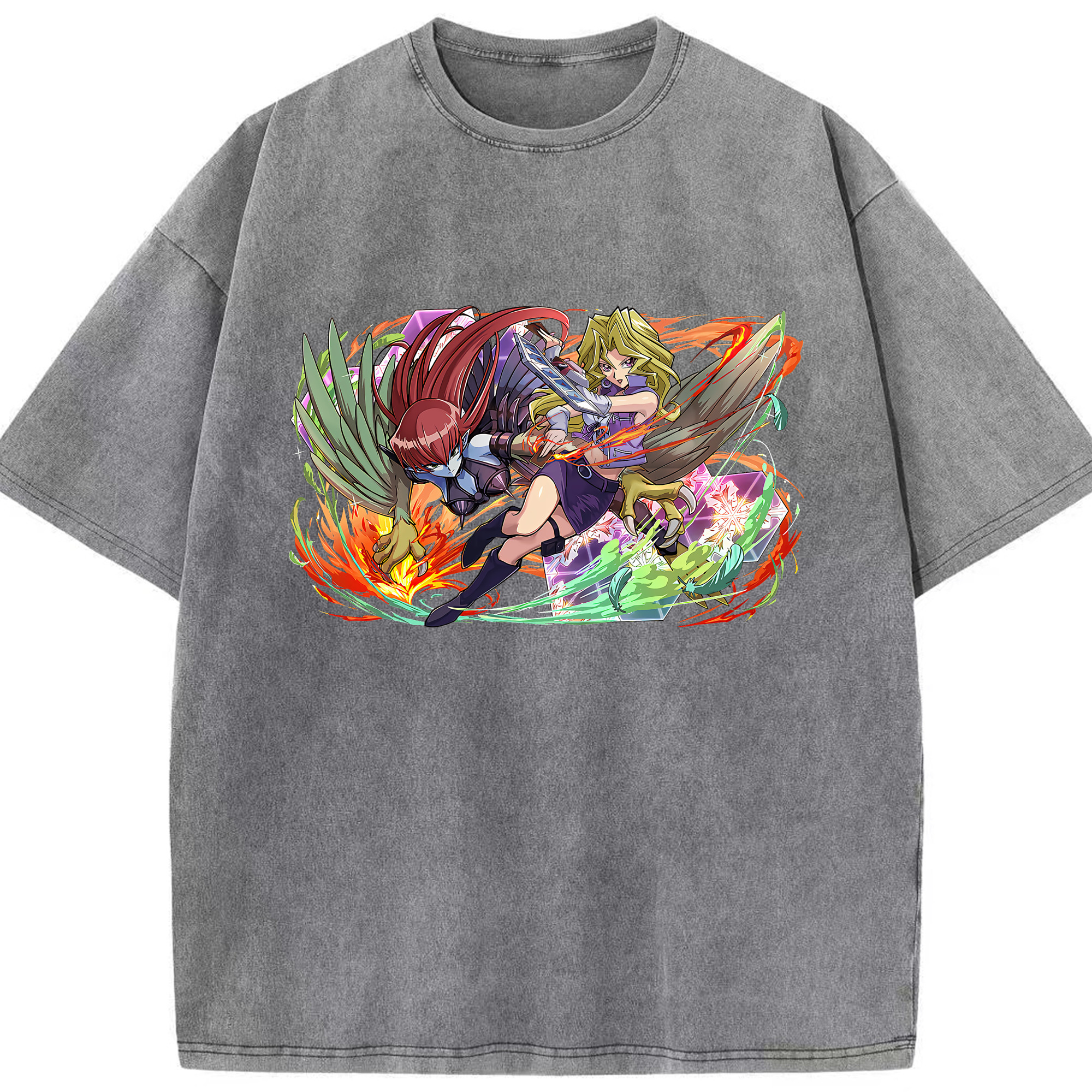 （画像用） 遊☆戯☆王 Yu-Gi-Oh! 綿100% ヴィンテージ風 半袖Tシャツ（フロントプリント）
