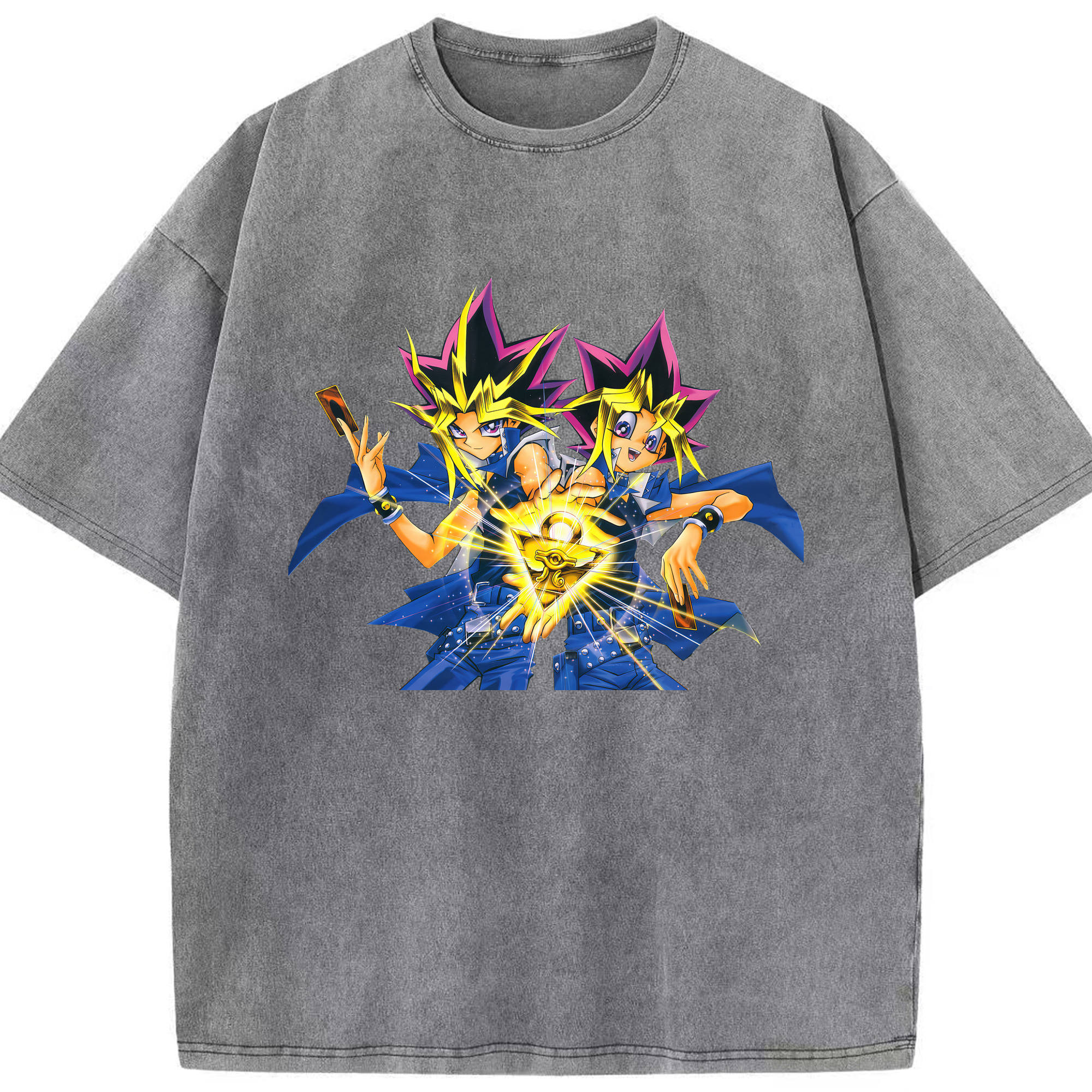 （画像用） 遊☆戯☆王 Yu-Gi-Oh! 綿100% ヴィンテージ風 半袖Tシャツ（フロントプリント）
