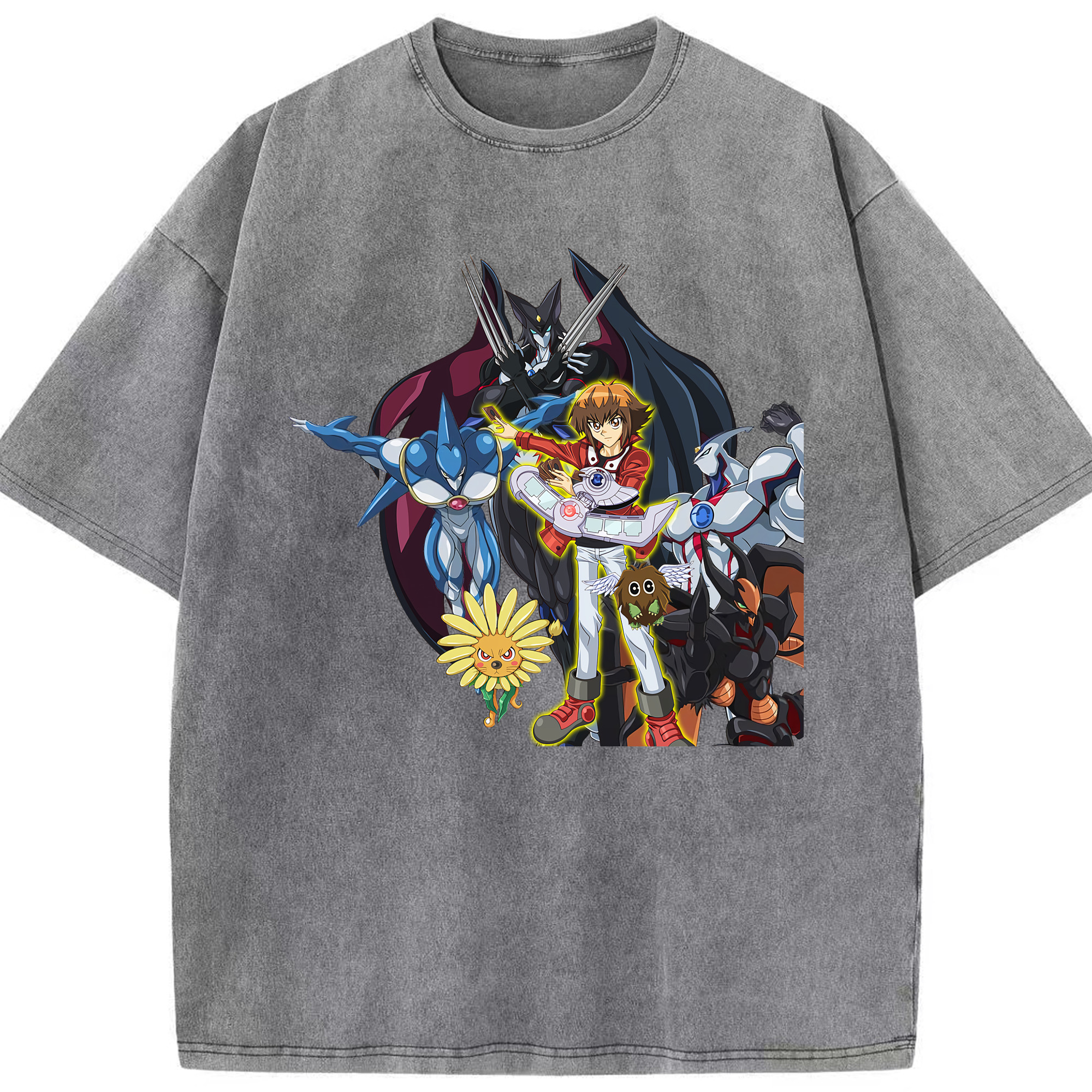 （画像用） 遊☆戯☆王 Yu-Gi-Oh! 綿100% ヴィンテージ風 半袖Tシャツ（フロントプリント）