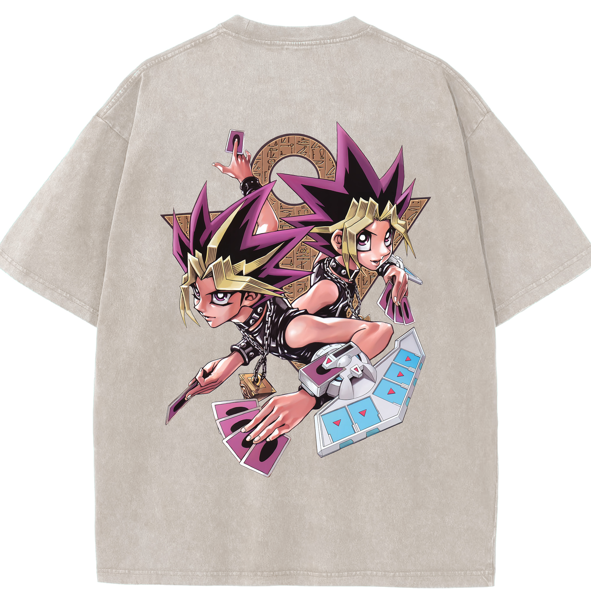 （画像用） 遊☆戯☆王 Yu-Gi-Oh! 綿100% ヴィンテージ風 半袖Tシャツ（背面プリント）