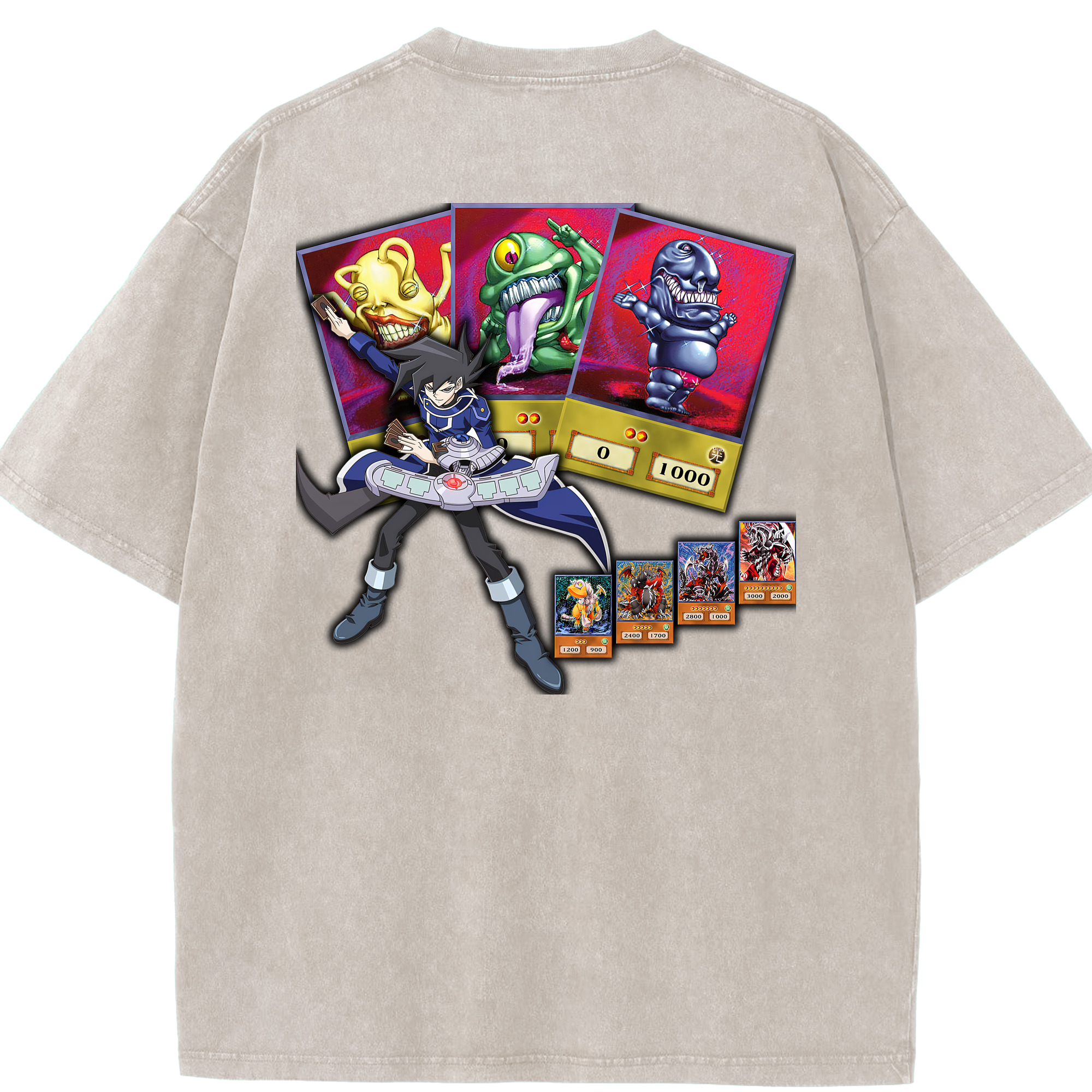 （画像用） 遊☆戯☆王 Yu-Gi-Oh! 綿100% ヴィンテージ風 半袖Tシャツ（背面プリント）