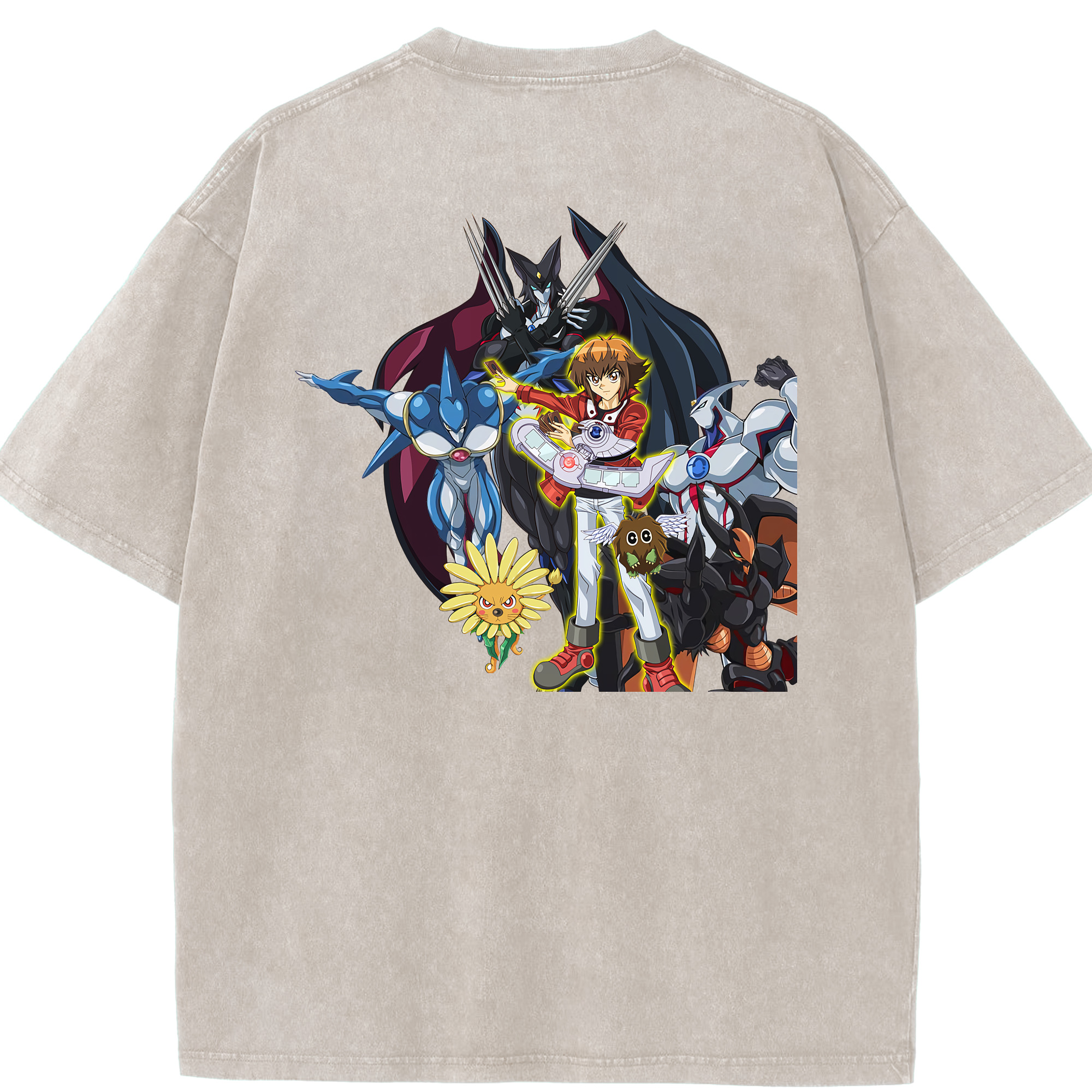 （画像用） 遊☆戯☆王 Yu-Gi-Oh! 綿100% ヴィンテージ風 半袖Tシャツ（背面プリント）