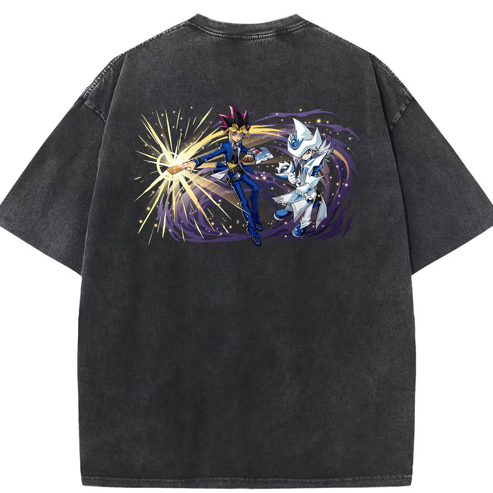 （画像用） 遊☆戯☆王 Yu-Gi-Oh! 綿100% ヴィンテージ風 半袖Tシャツ（背面プリント）