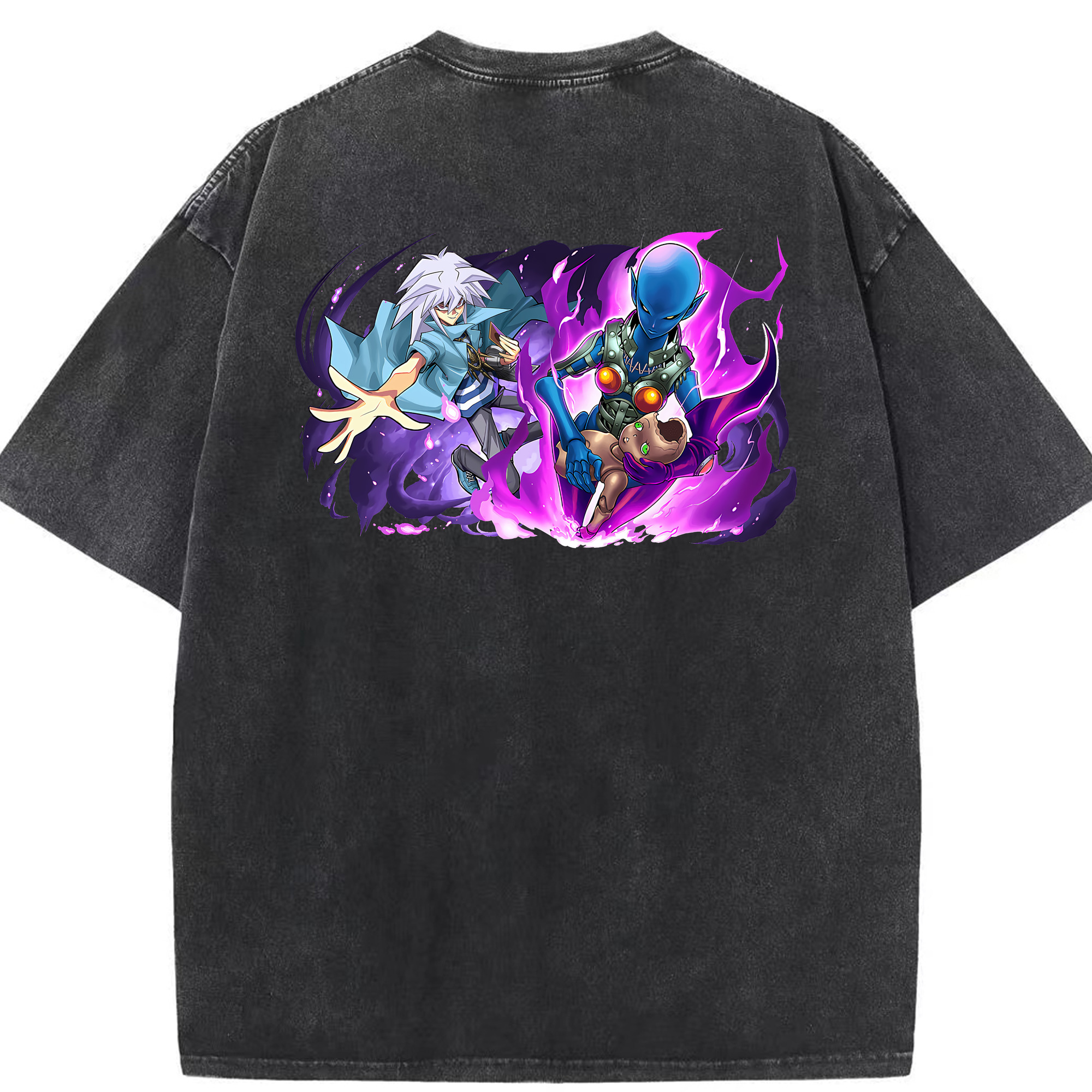 （画像用） 遊☆戯☆王 Yu-Gi-Oh! 綿100% ヴィンテージ風 半袖Tシャツ（背面プリント）
