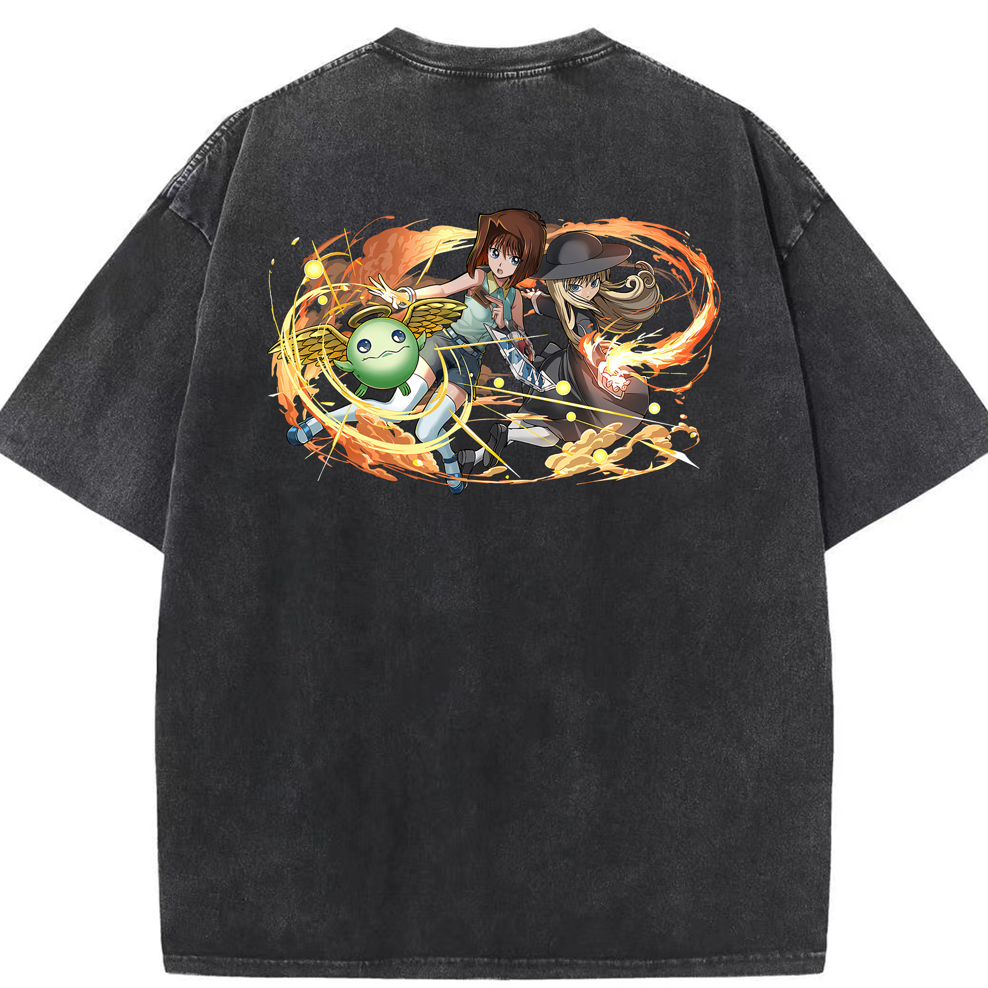 （画像用） 遊☆戯☆王 Yu-Gi-Oh! 綿100% ヴィンテージ風 半袖Tシャツ（背面プリント）