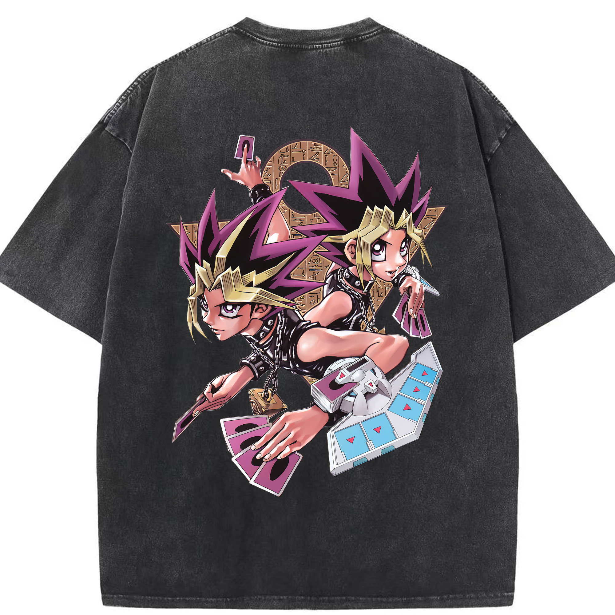 （画像用） 遊☆戯☆王 Yu-Gi-Oh! 綿100% ヴィンテージ風 半袖Tシャツ（背面プリント）