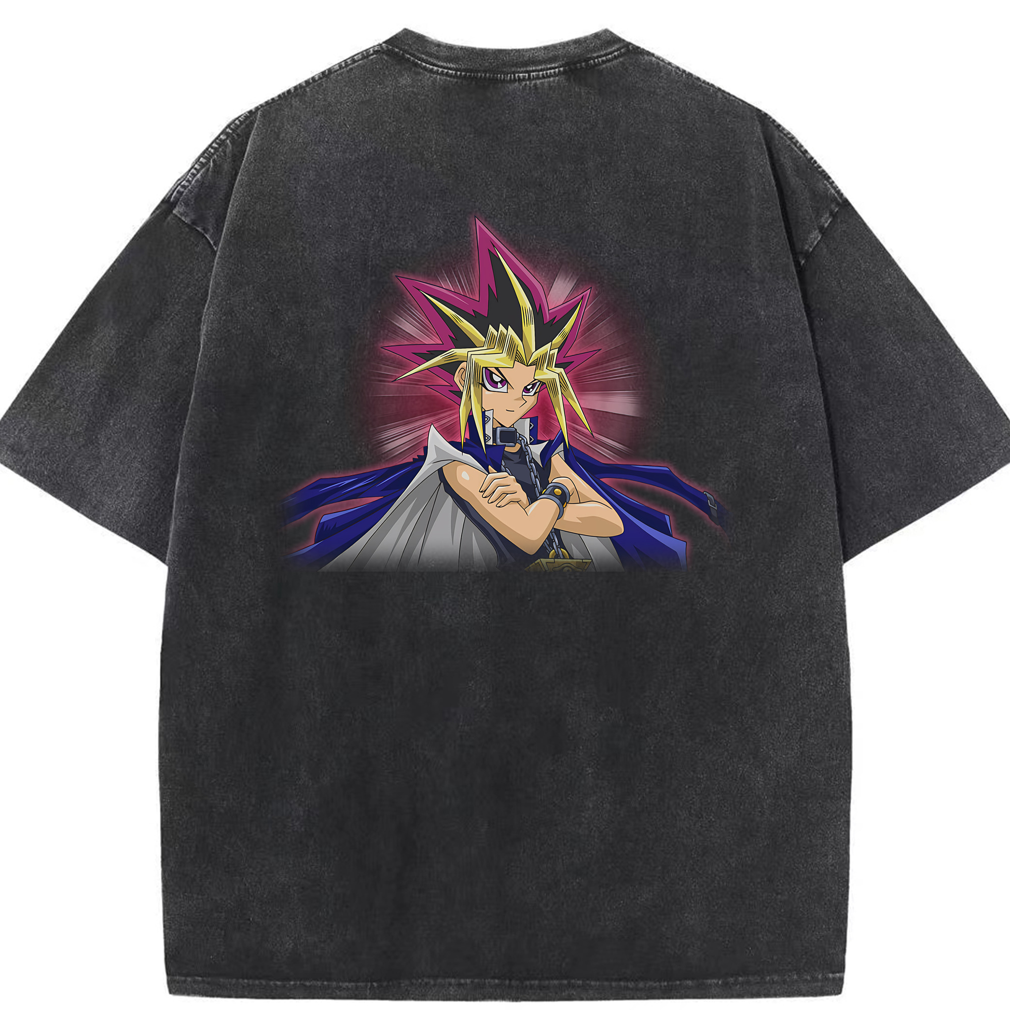 （画像用） 遊☆戯☆王 Yu-Gi-Oh! 綿100% ヴィンテージ風 半袖Tシャツ（背面プリント）