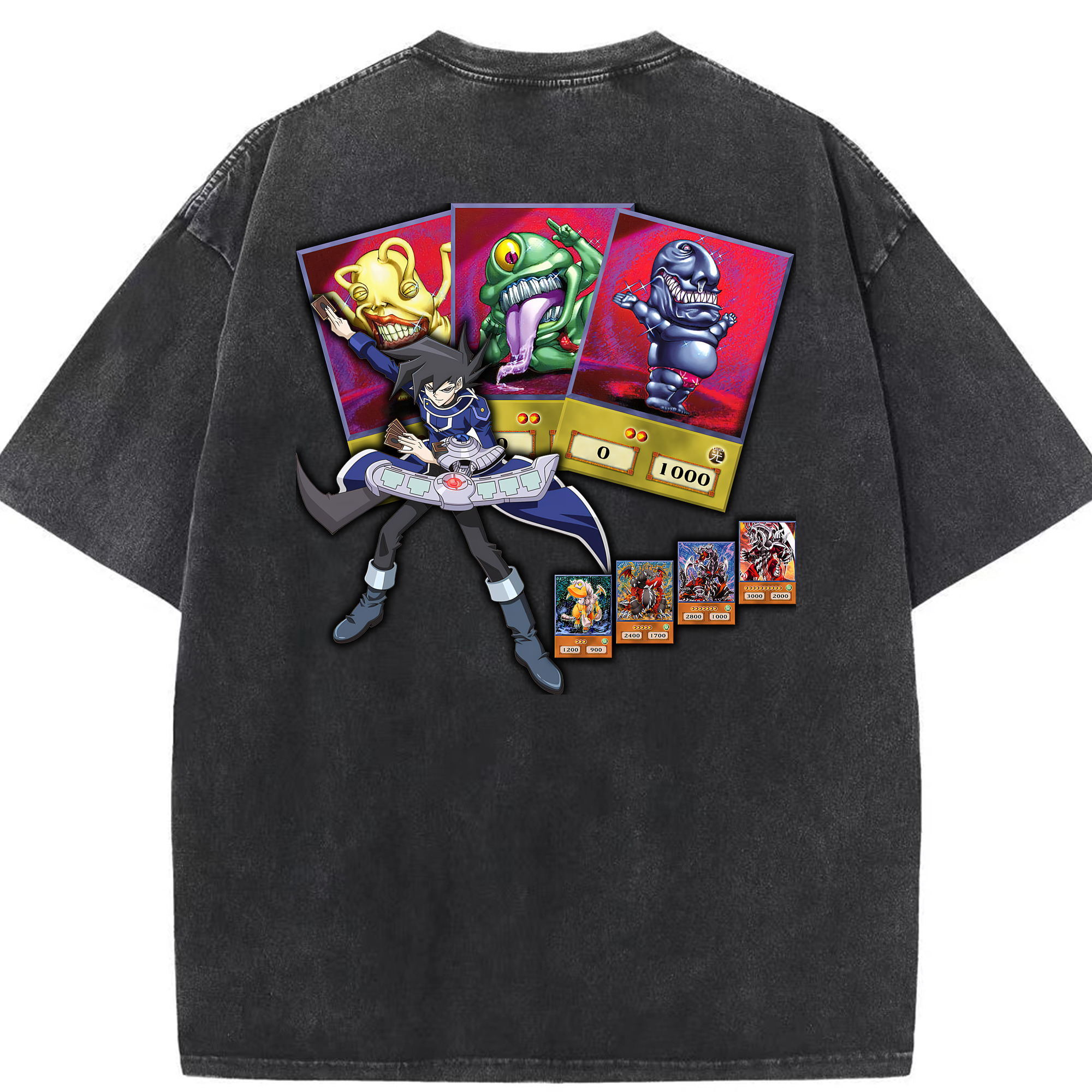 （画像用） 遊☆戯☆王 Yu-Gi-Oh! 綿100% ヴィンテージ風 半袖Tシャツ（背面プリント）