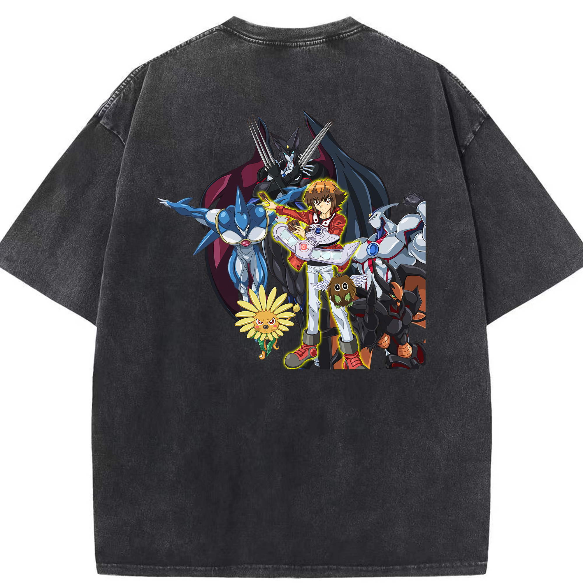 （画像用） 遊☆戯☆王 Yu-Gi-Oh! 綿100% ヴィンテージ風 半袖Tシャツ（背面プリント）