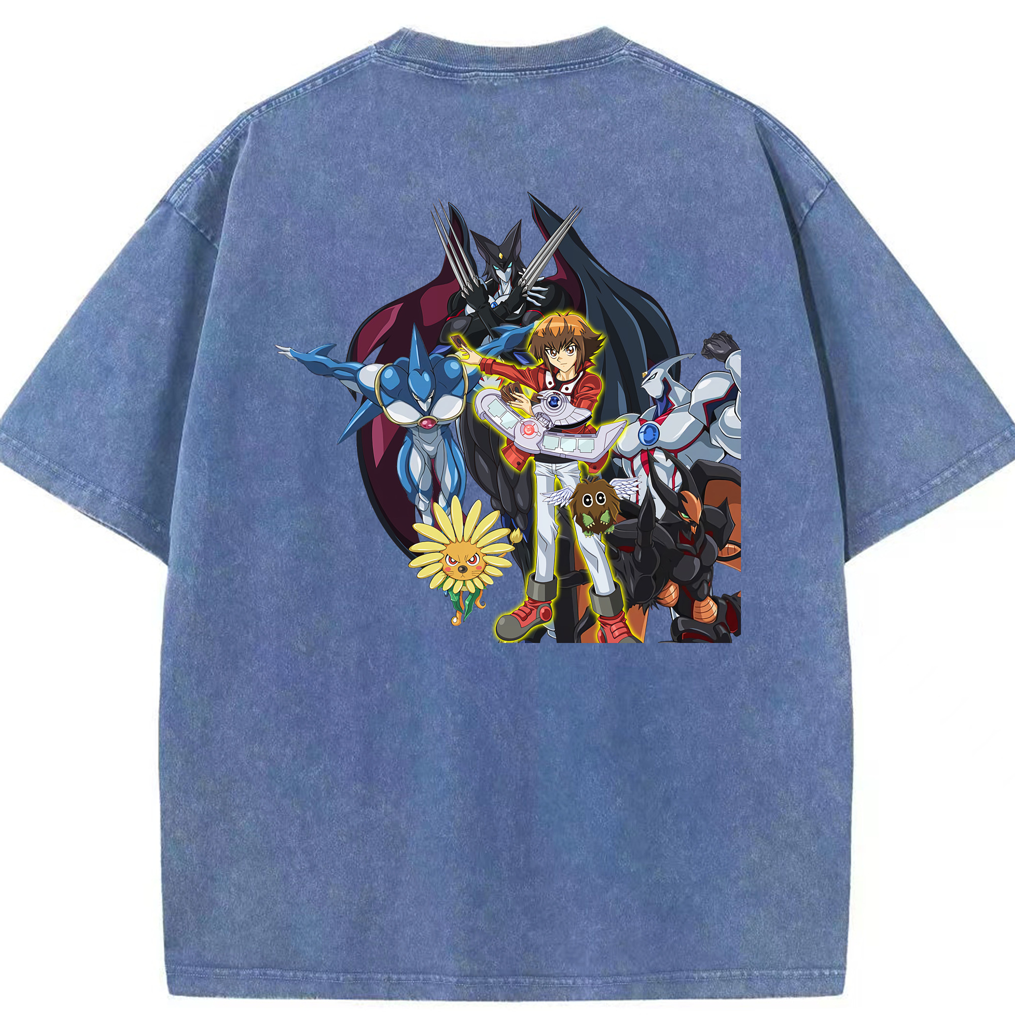 （画像用） 遊☆戯☆王 Yu-Gi-Oh! 綿100% ヴィンテージ風 半袖Tシャツ（背面プリント）