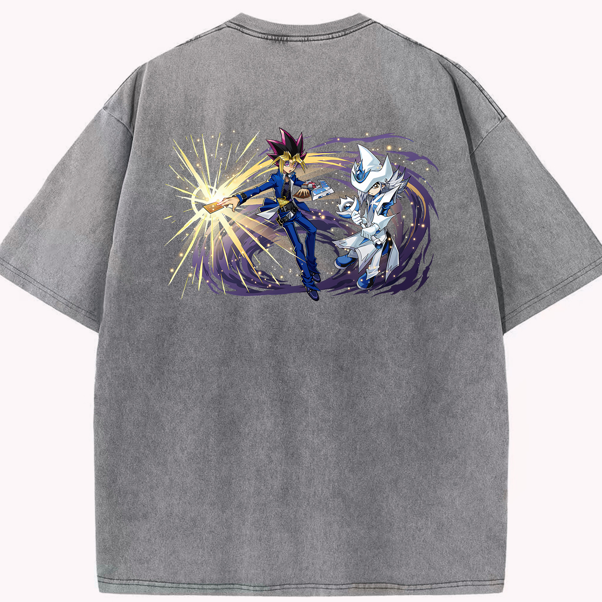 （画像用） 遊☆戯☆王 Yu-Gi-Oh! 綿100% ヴィンテージ風 半袖Tシャツ（背面プリント）