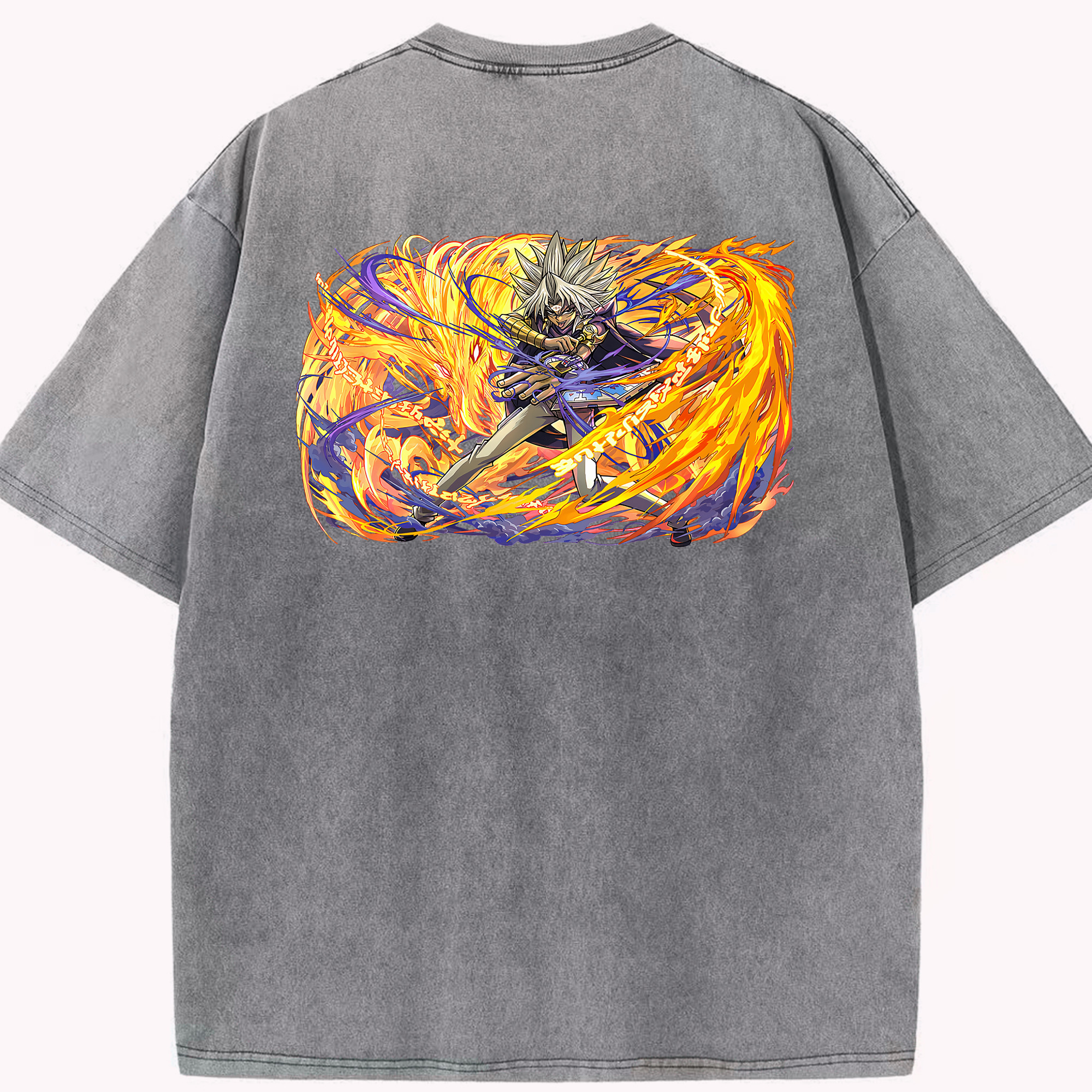 （画像用） 遊☆戯☆王 Yu-Gi-Oh! 綿100% ヴィンテージ風 半袖Tシャツ（背面プリント）