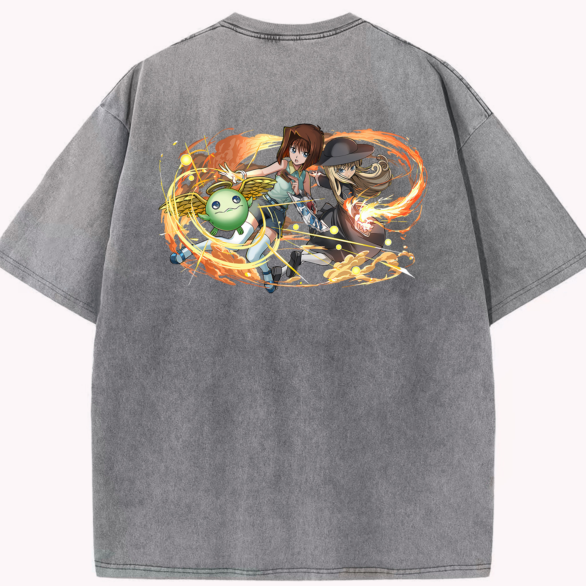 （画像用） 遊☆戯☆王 Yu-Gi-Oh! 綿100% ヴィンテージ風 半袖Tシャツ（背面プリント）