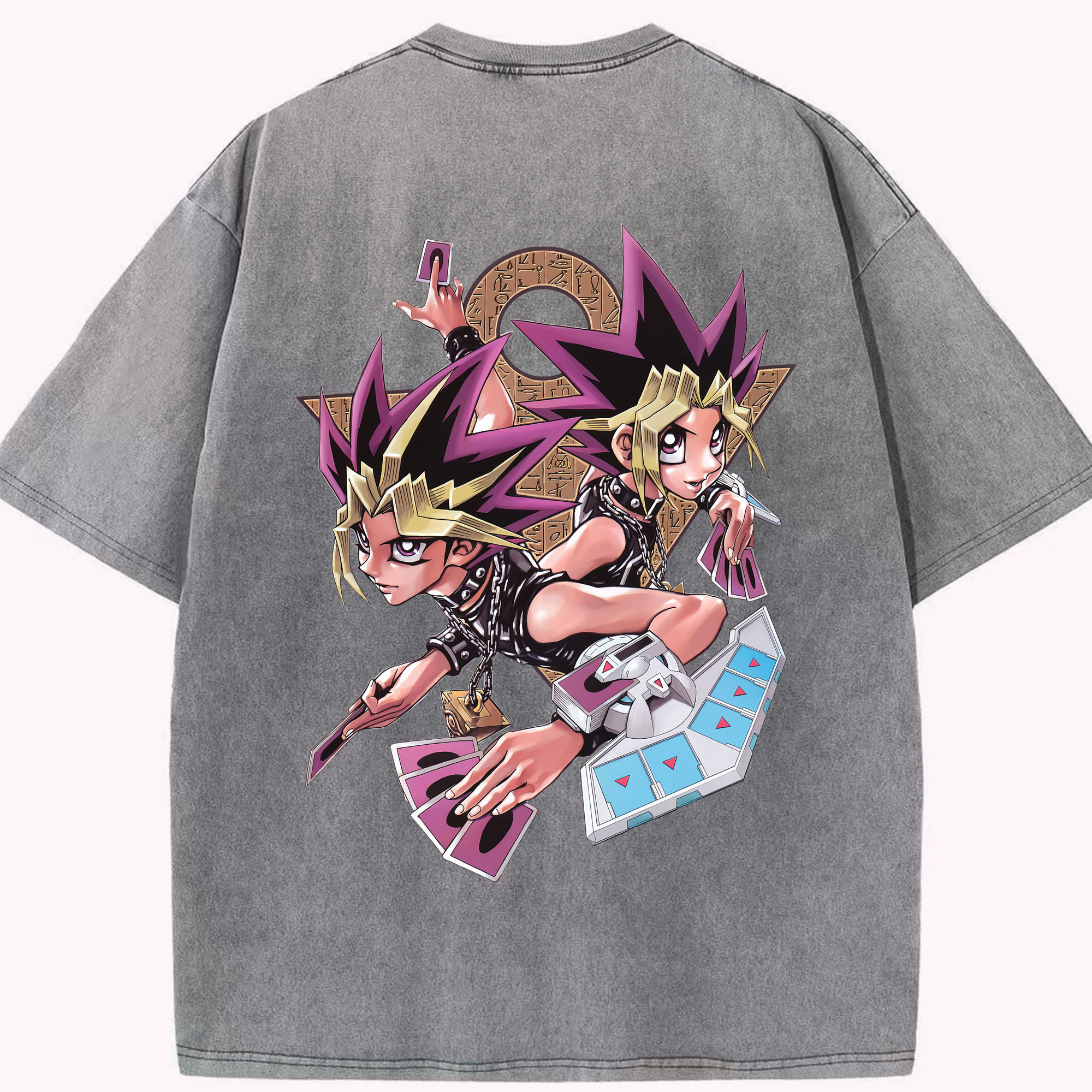 （画像用） 遊☆戯☆王 Yu-Gi-Oh! 綿100% ヴィンテージ風 半袖Tシャツ（背面プリント）