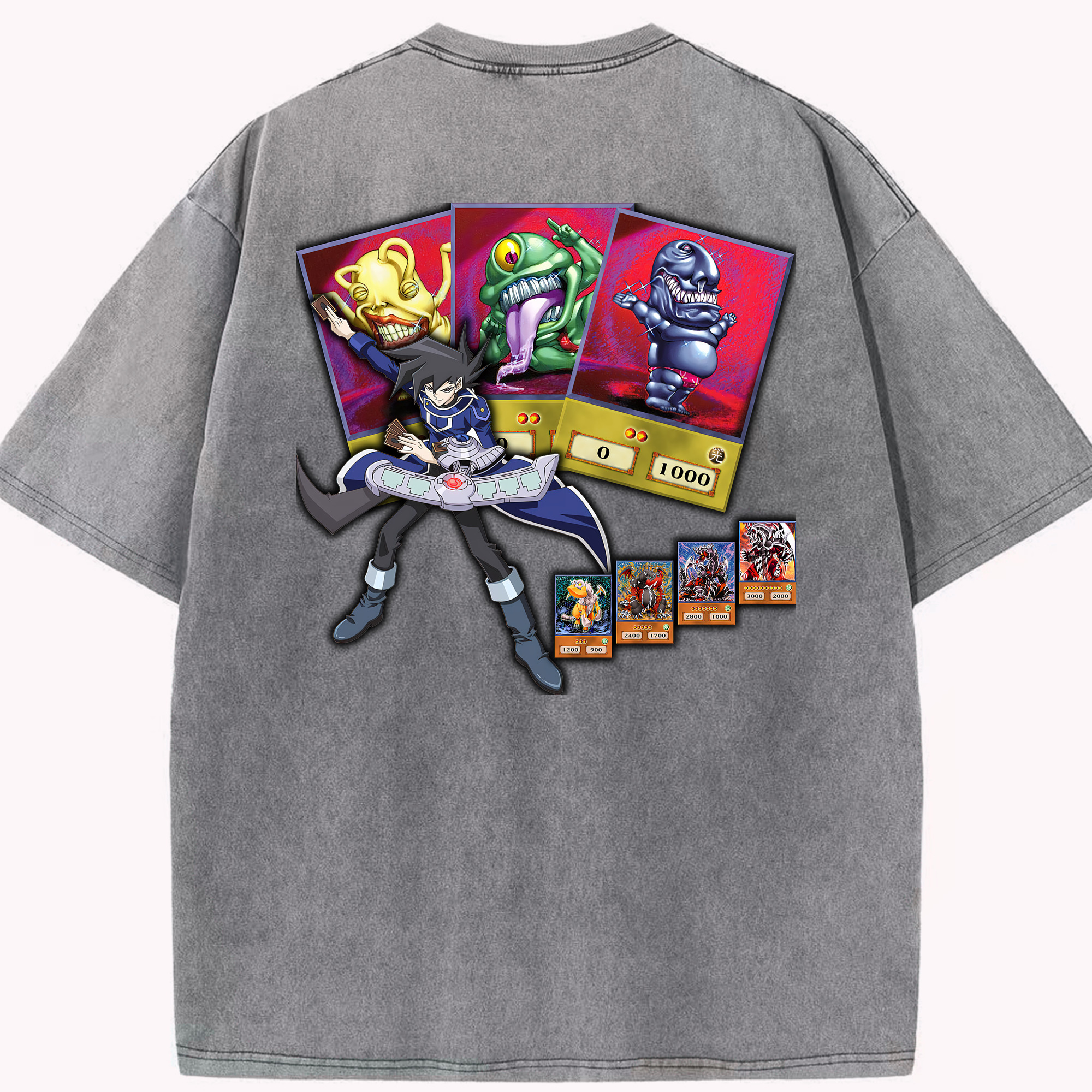 （画像用） 遊☆戯☆王 Yu-Gi-Oh! 綿100% ヴィンテージ風 半袖Tシャツ（背面プリント）