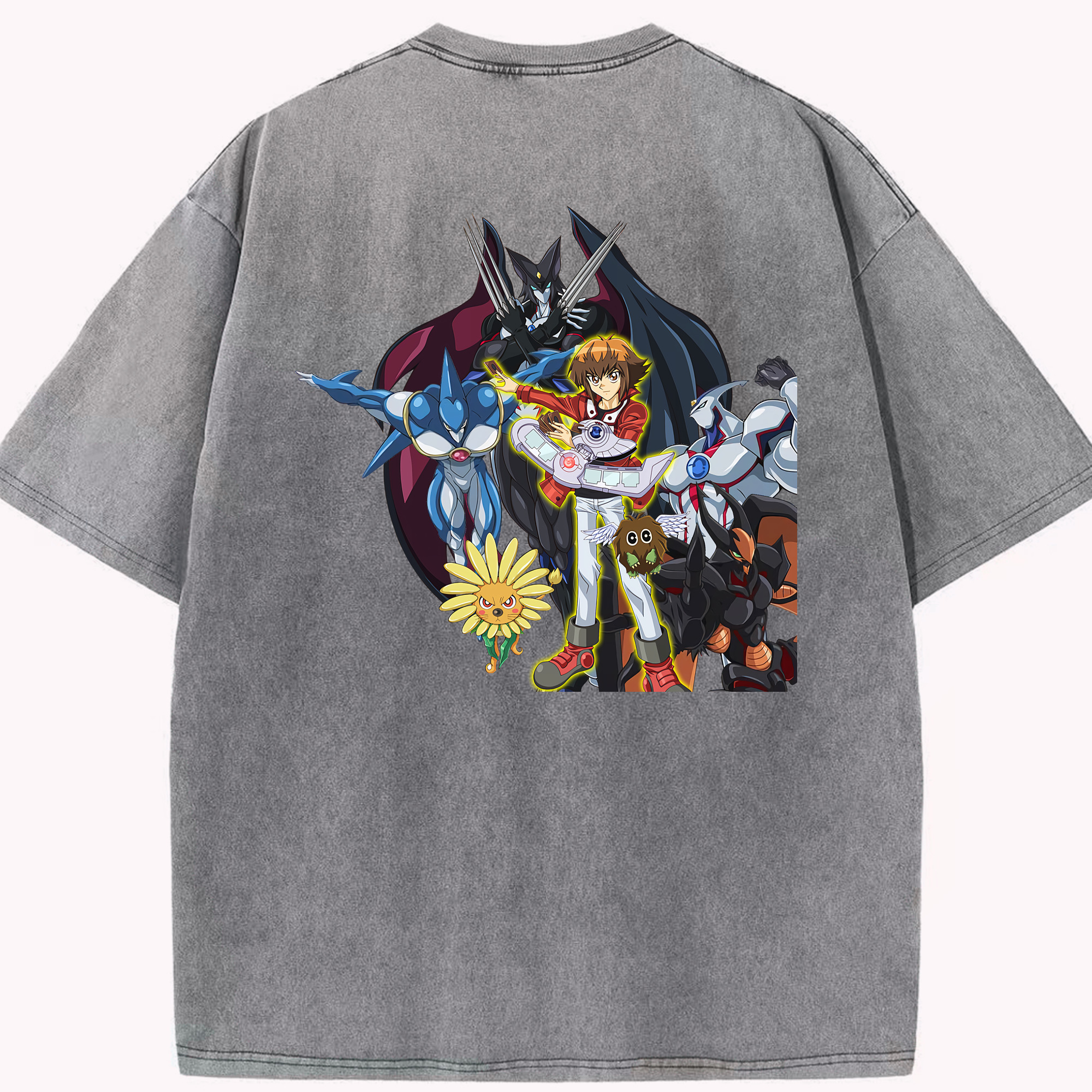 （画像用） 遊☆戯☆王 Yu-Gi-Oh! 綿100% ヴィンテージ風 半袖Tシャツ（背面プリント）