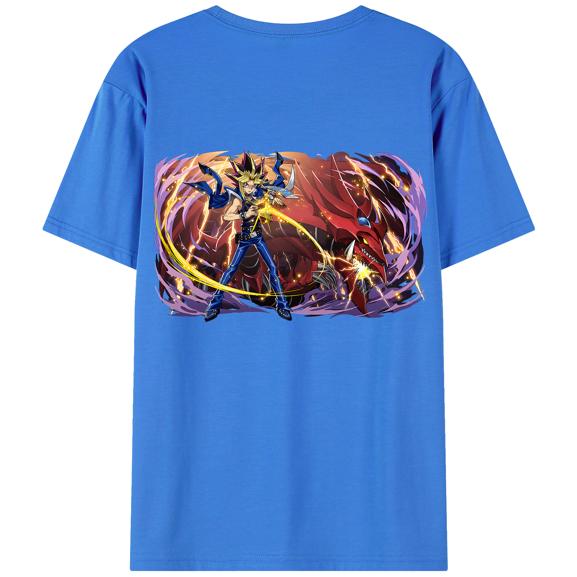 （画像用） 遊☆戯☆王 Yu-Gi-Oh! 綿100％ メンズ半袖Tシャツ（バックプリント） 通気性