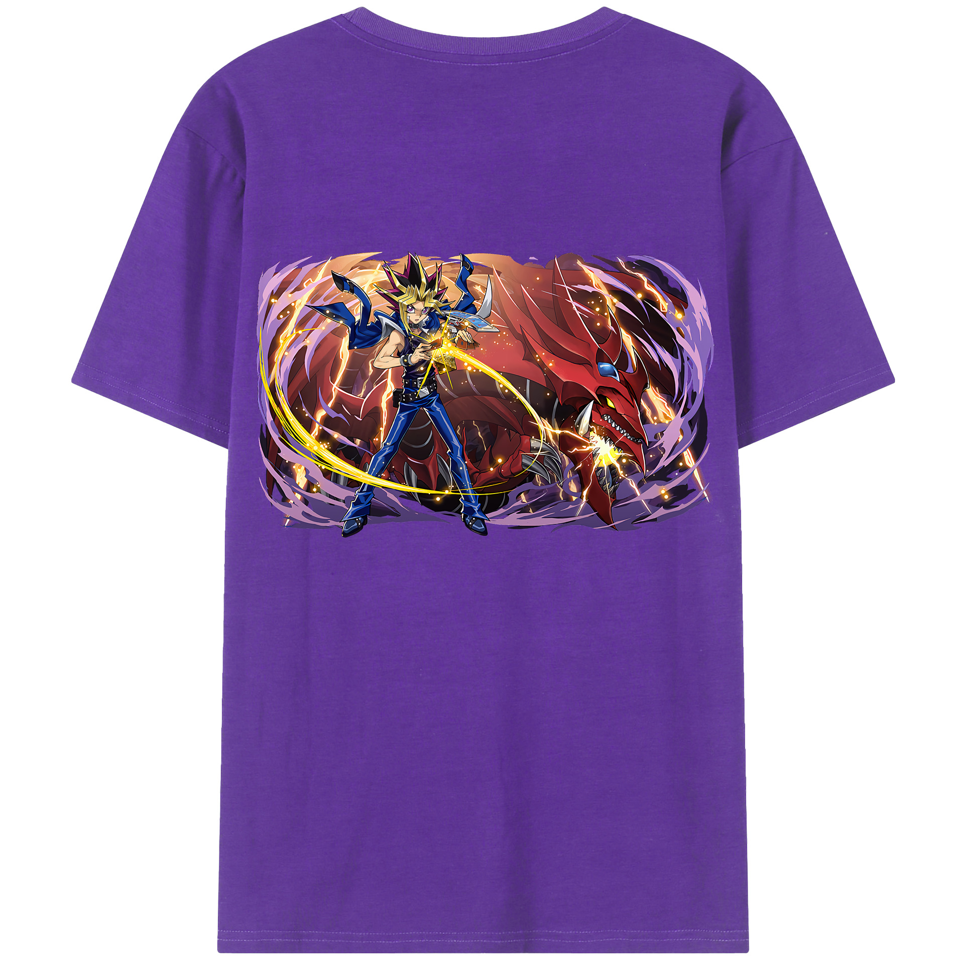 （画像用） 遊☆戯☆王 Yu-Gi-Oh! 綿100％ メンズ半袖Tシャツ（バックプリント） 通気性
