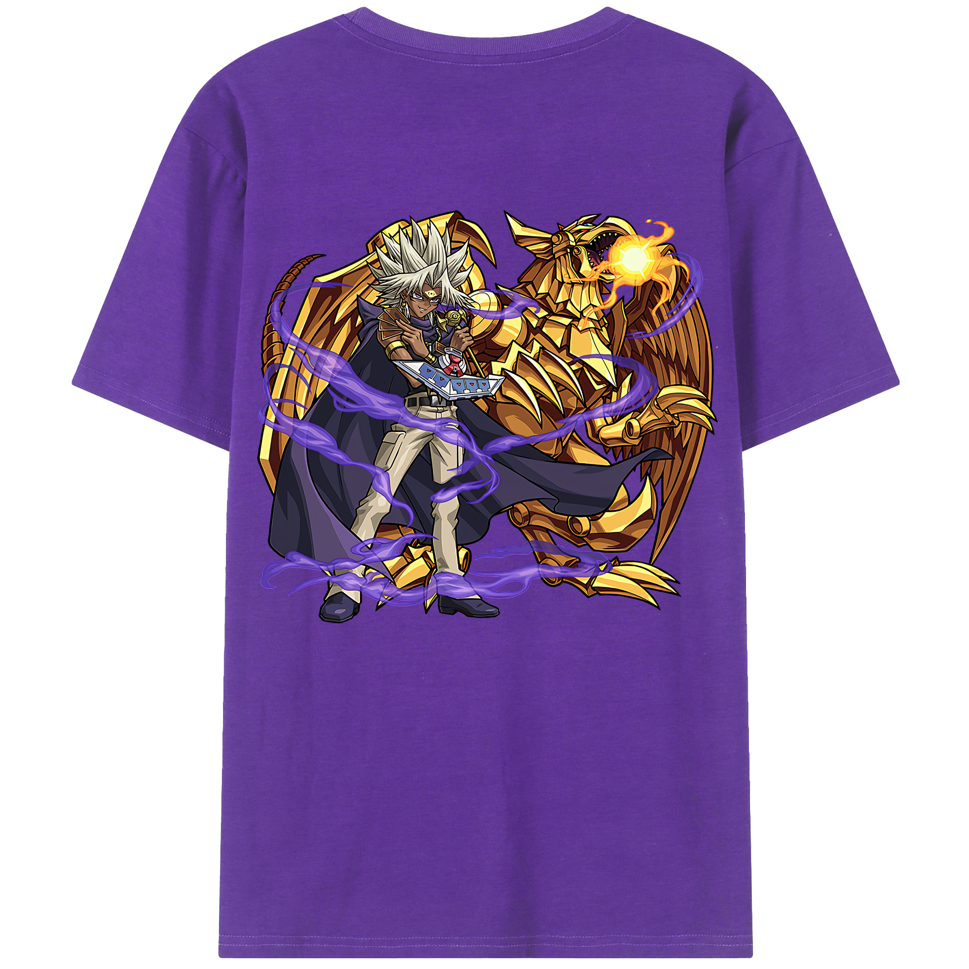 （画像用） 遊☆戯☆王 Yu-Gi-Oh! 綿100％ メンズ半袖Tシャツ（バックプリント） 通気性
