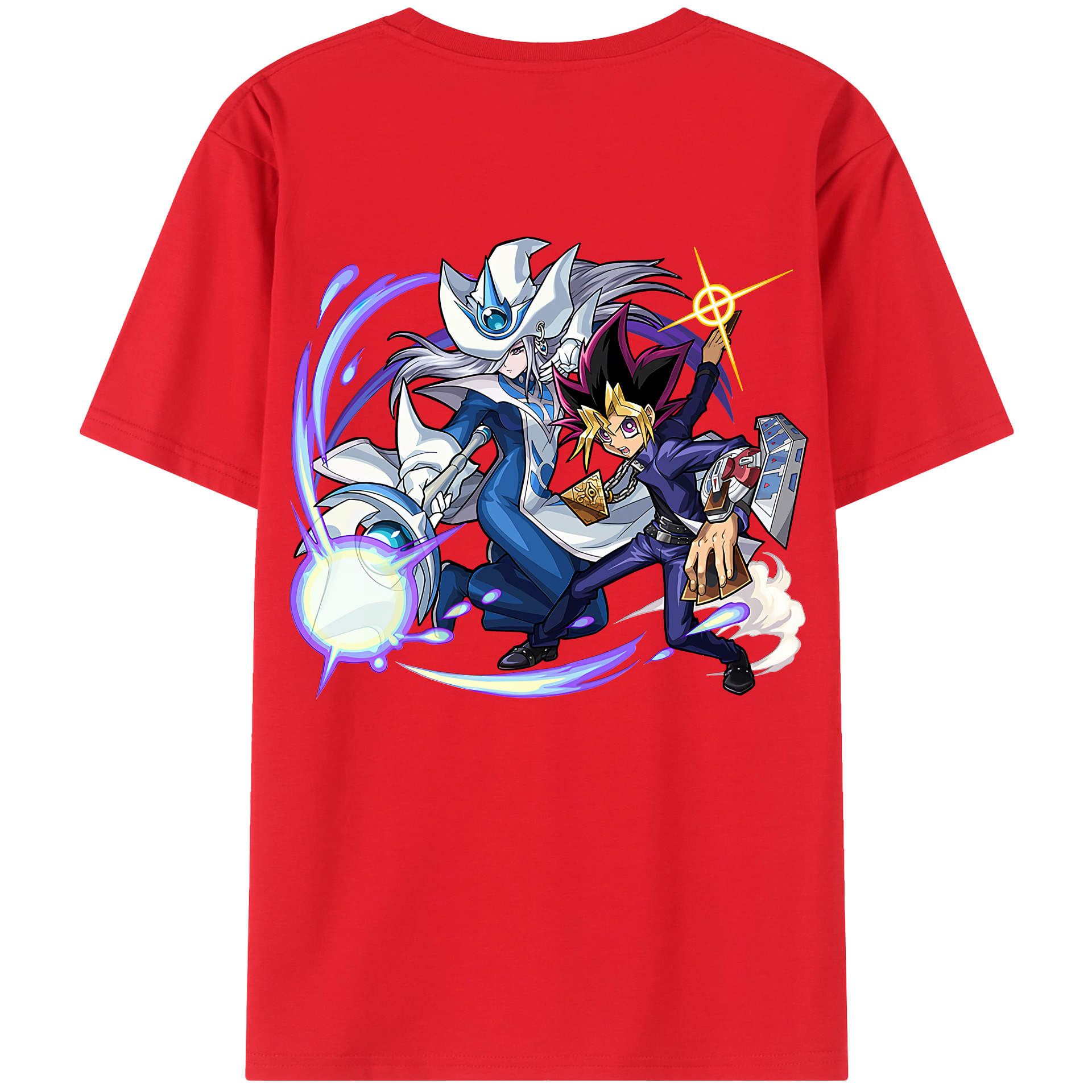 （画像用） 遊☆戯☆王 Yu-Gi-Oh! 綿100％ メンズ半袖Tシャツ（バックプリント） 通気性