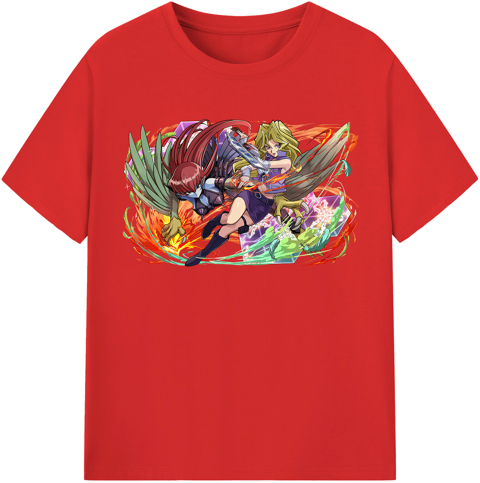 （画像用） 遊☆戯☆王 Yu-Gi-Oh! レディースカジュアルプリントTシャツ（綿100％）