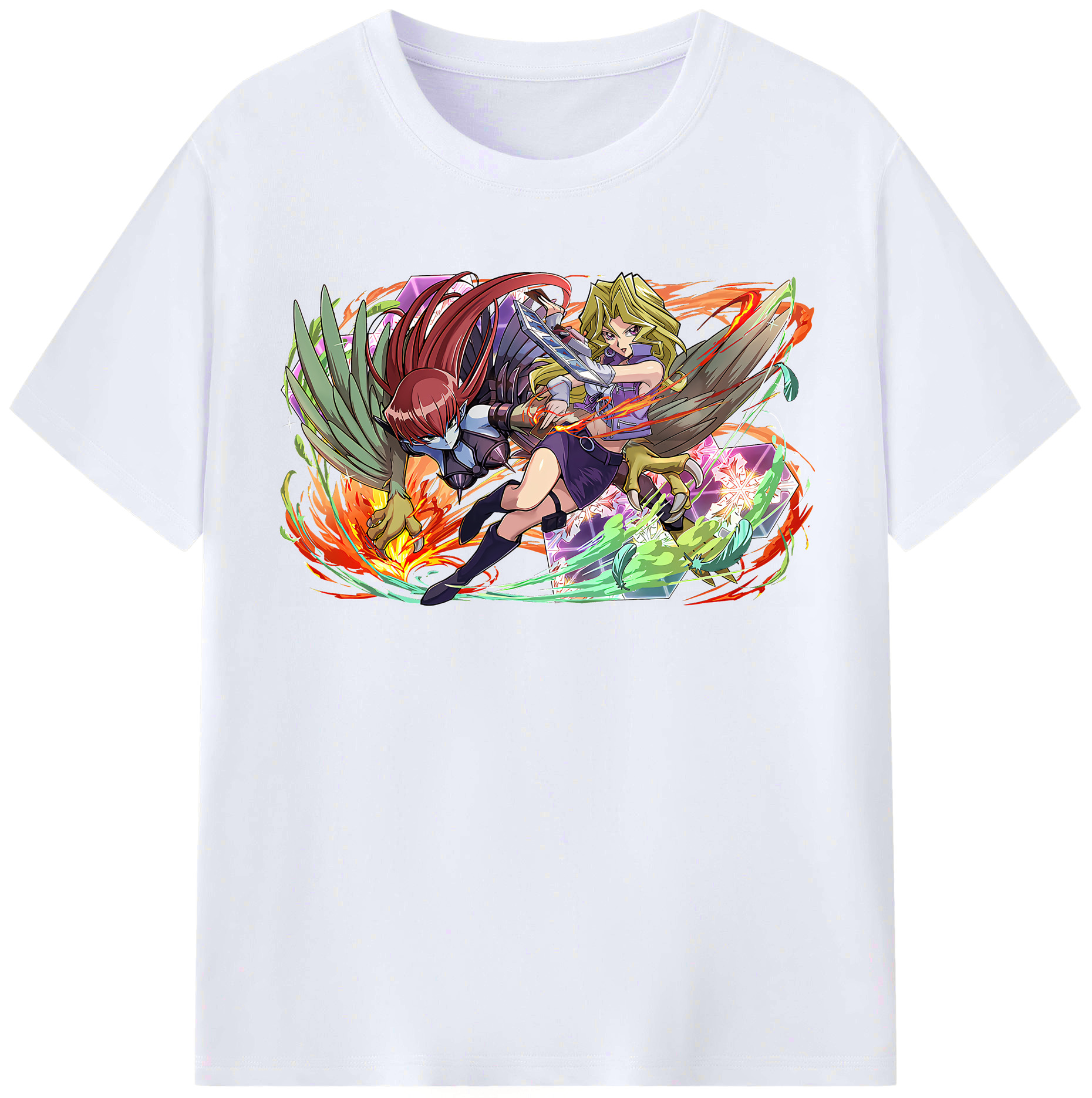 （画像用） 遊☆戯☆王 Yu-Gi-Oh! レディースカジュアルプリントTシャツ（綿100％）