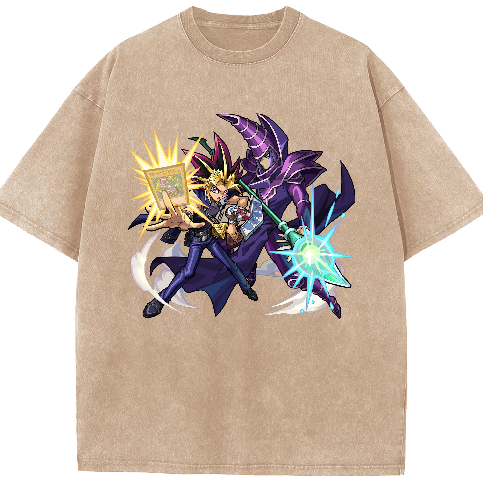 （画像用） 遊☆戯☆王 Yu-Gi-Oh! 綿100% ヴィンテージ風 半袖Tシャツ（フロントプリント）