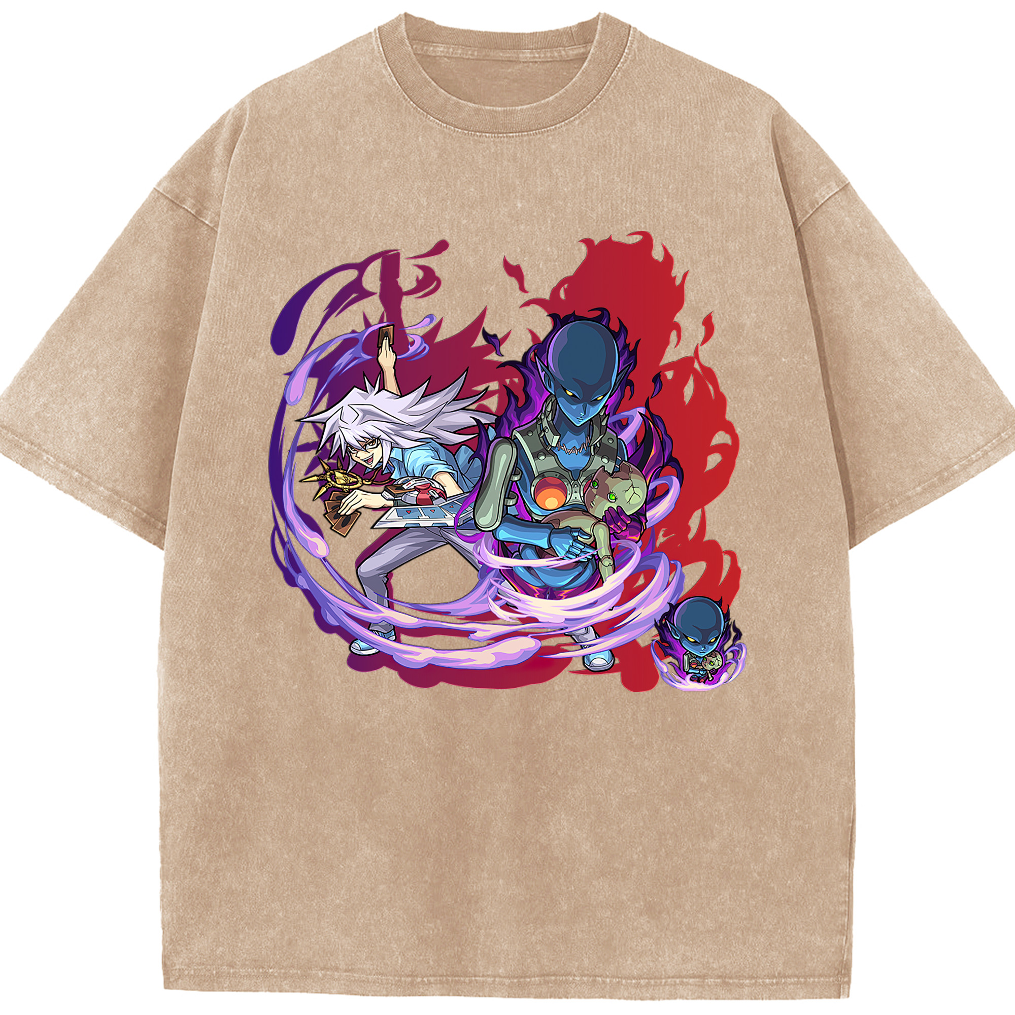 （画像用） 遊☆戯☆王 Yu-Gi-Oh! 綿100% ヴィンテージ風 半袖Tシャツ（フロントプリント）