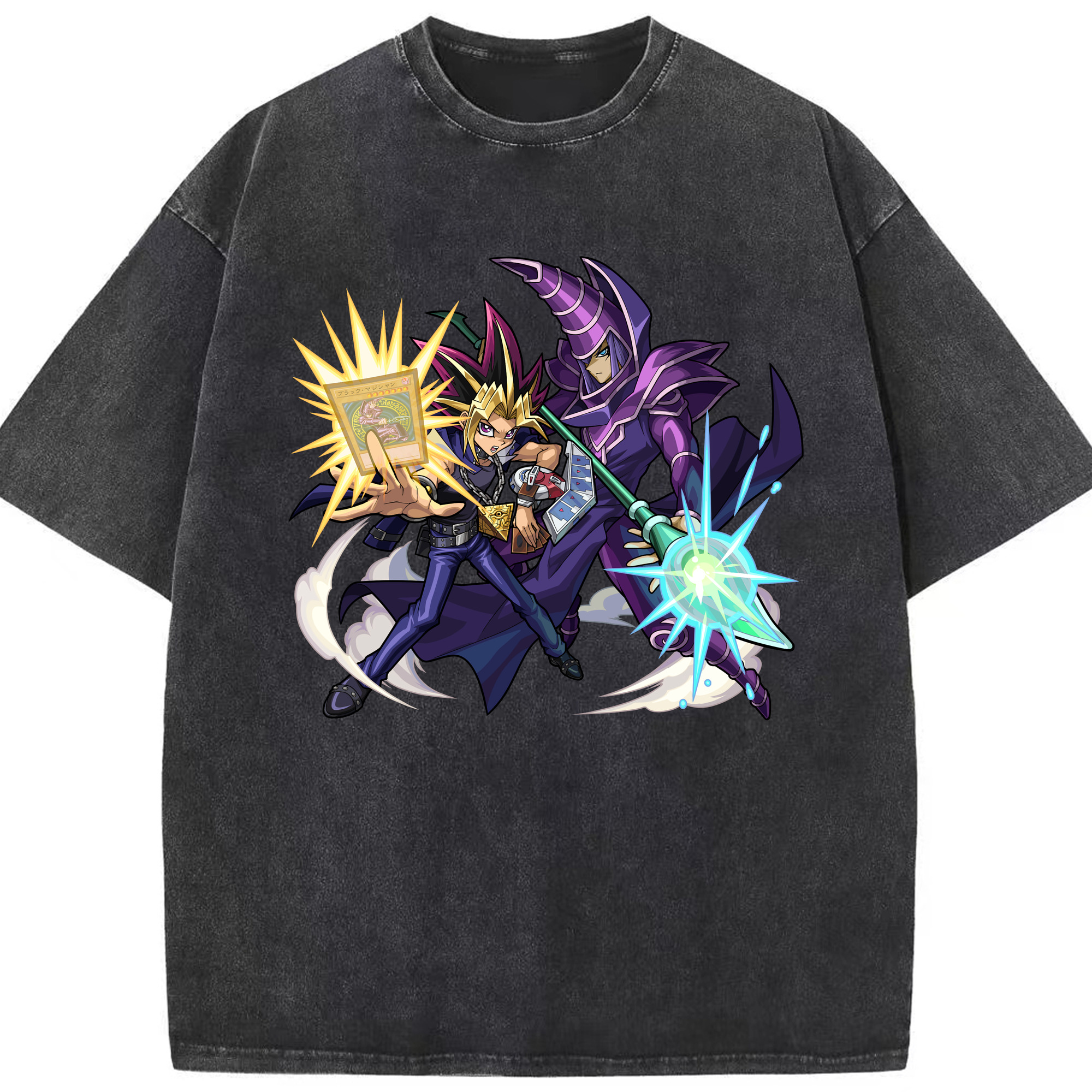 （画像用） 遊☆戯☆王 Yu-Gi-Oh! 綿100% ヴィンテージ風 半袖Tシャツ（フロントプリント）