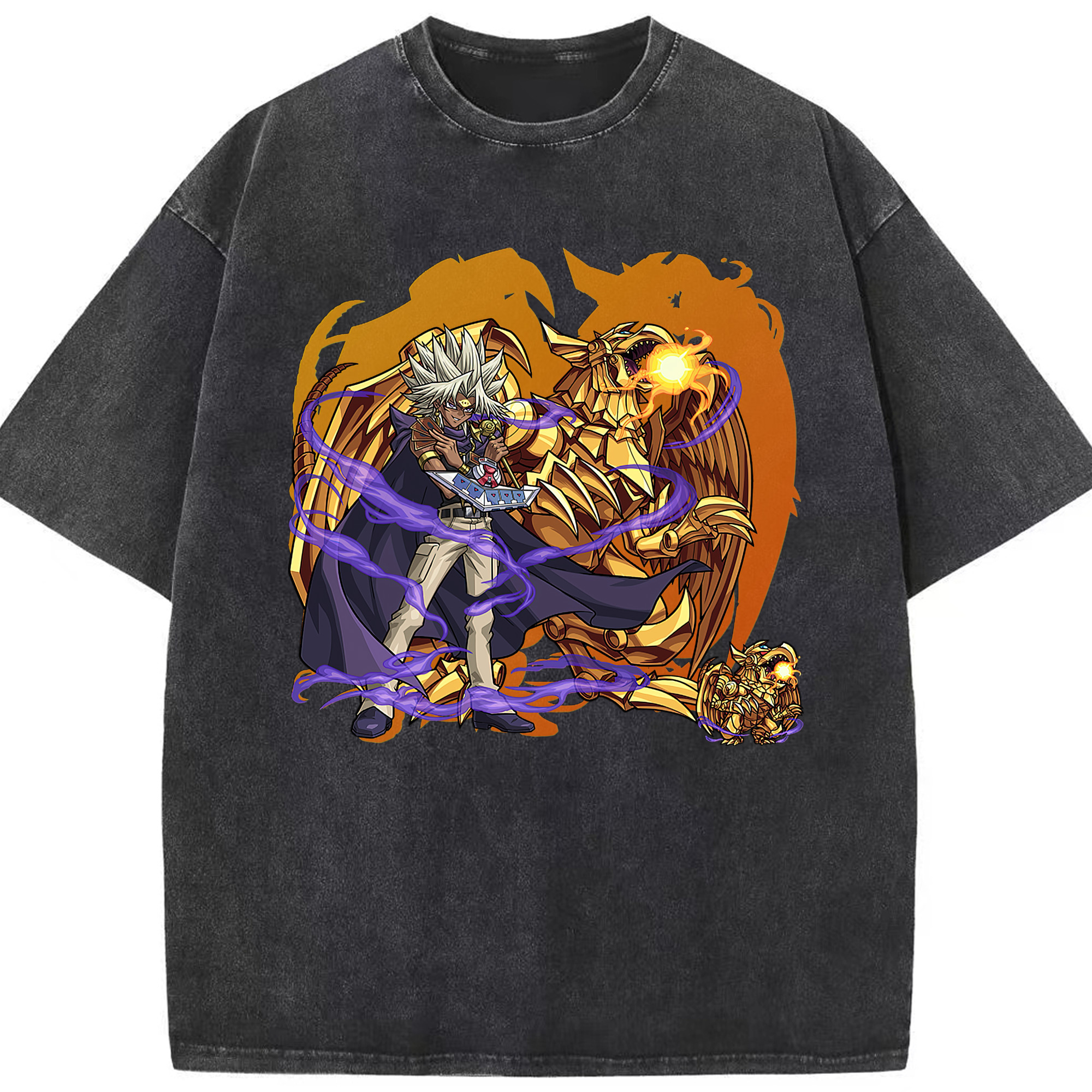 （画像用） 遊☆戯☆王 Yu-Gi-Oh! 綿100% ヴィンテージ風 半袖Tシャツ（フロントプリント）